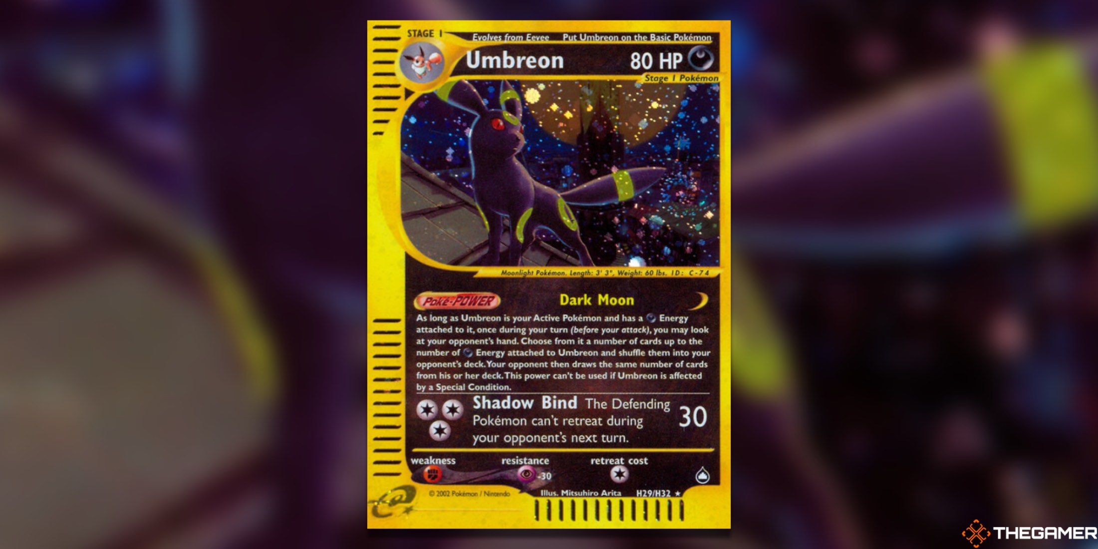 The Moonbreon in Aquapolis from the Pokemon TCG.