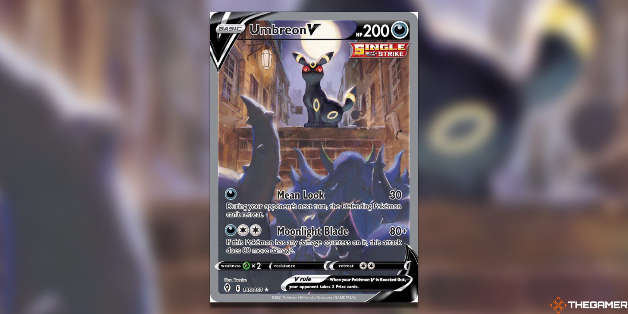 The Umbreon V in Evolving Skies from the Pokemon TCG.