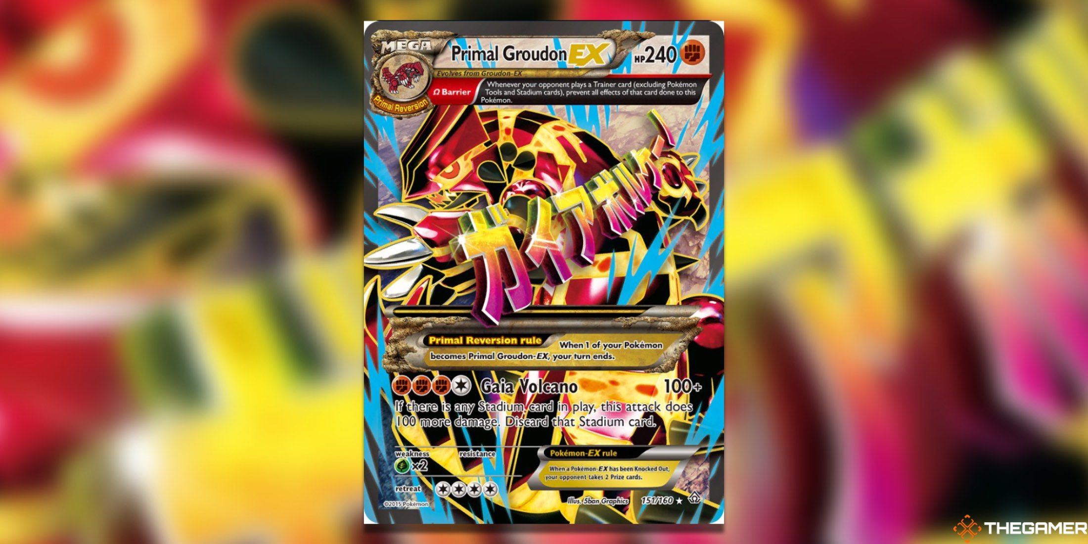 The Primal Clash Valuable Primal Groudon EX Full Art from the Pokemon TCG.