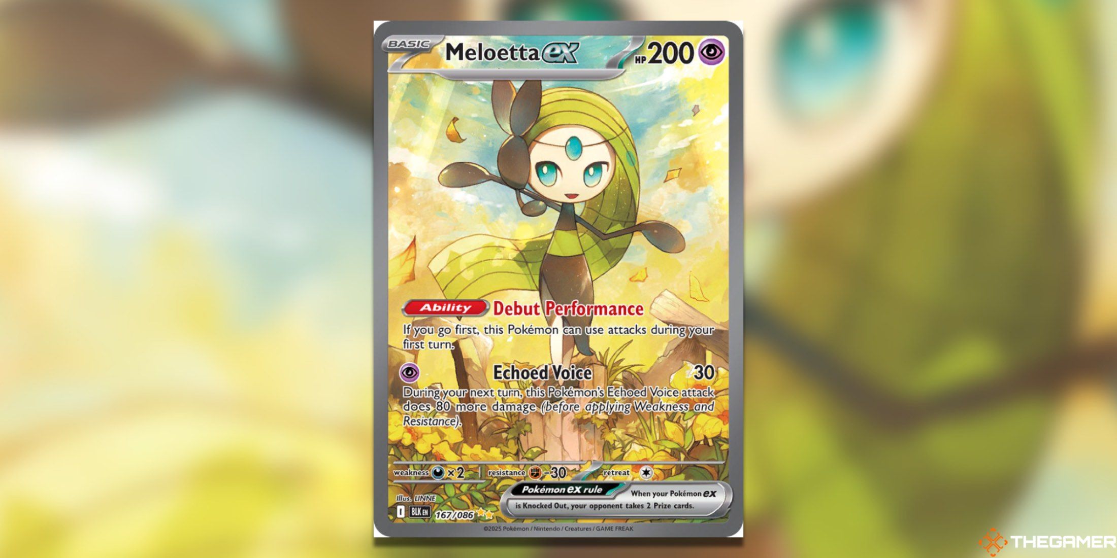 The Black Bolt Meloetta ex SIR from the Pokemon TCG.