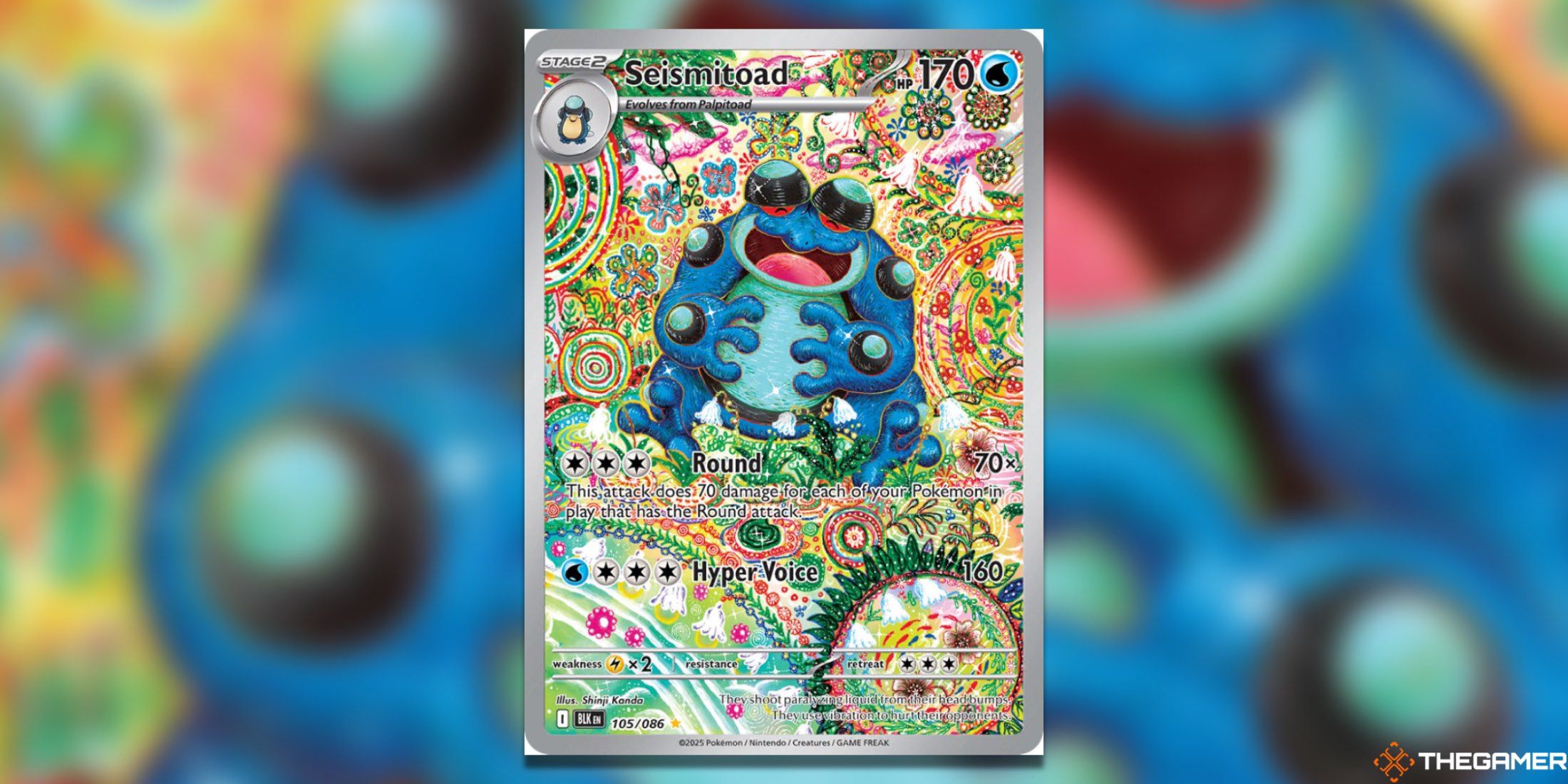The Black Bolt Seismitoad Illustration Rare from the Pokemon TCG.
