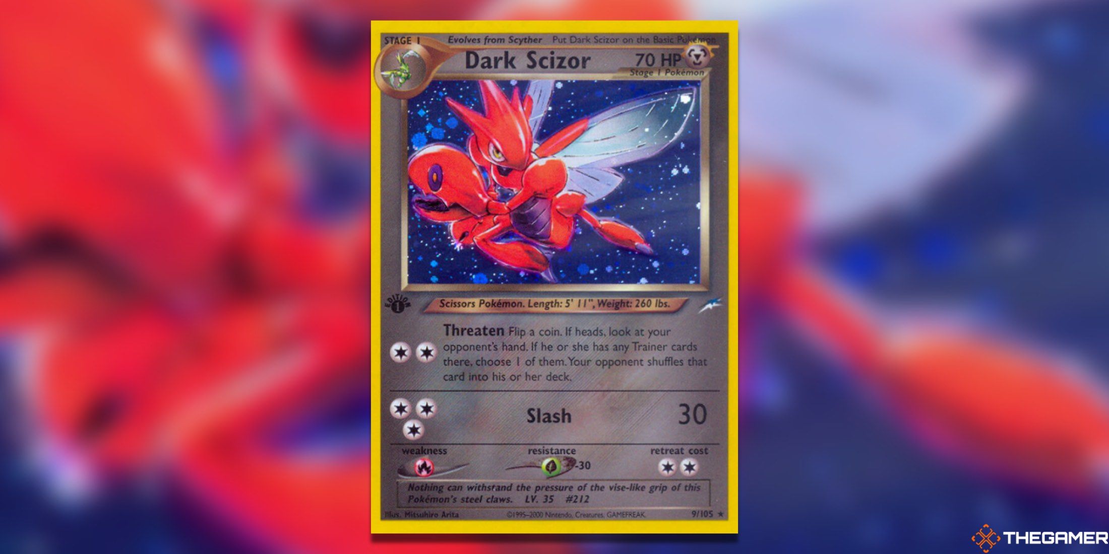 The Neo Destiny Dark Scizor from the Pokemon TCG.