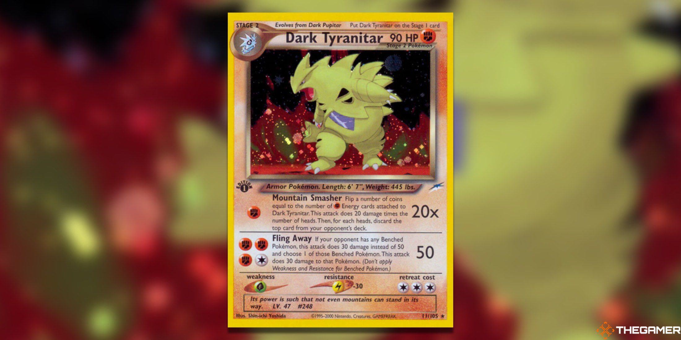 The Neo Destiny Dark Tyranitar from the Pokemon TCG.