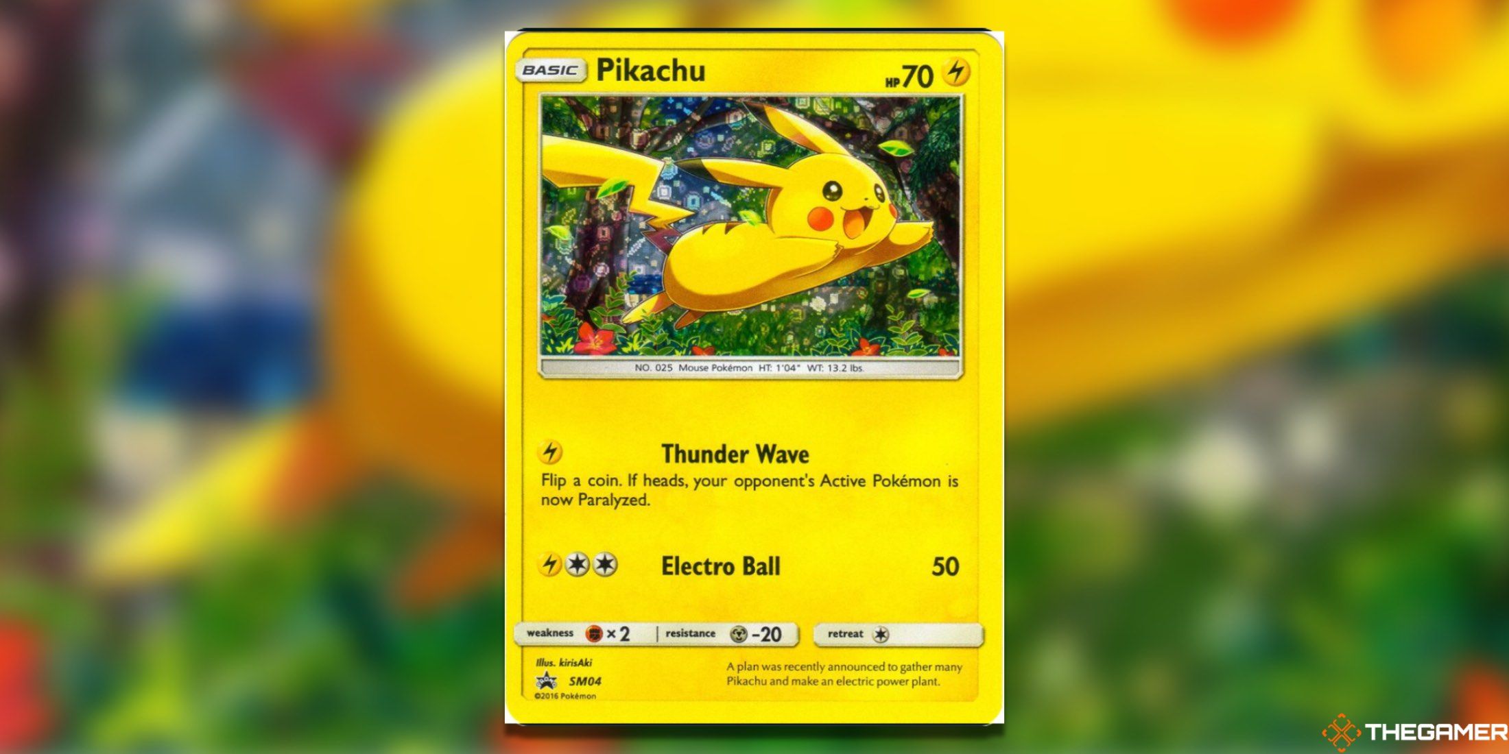 The General Mills Pikachu SM04 from the Pokemon TCG.