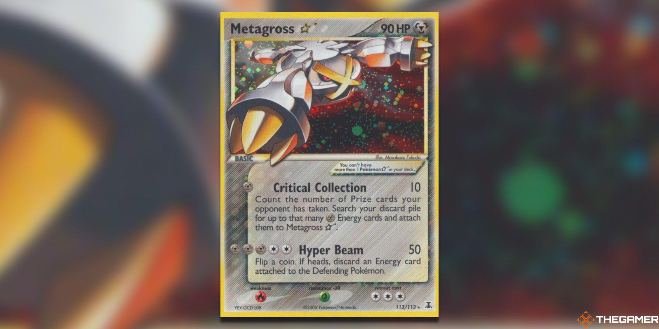 The Delta Species Metagross Star from the Pokemon TCG.