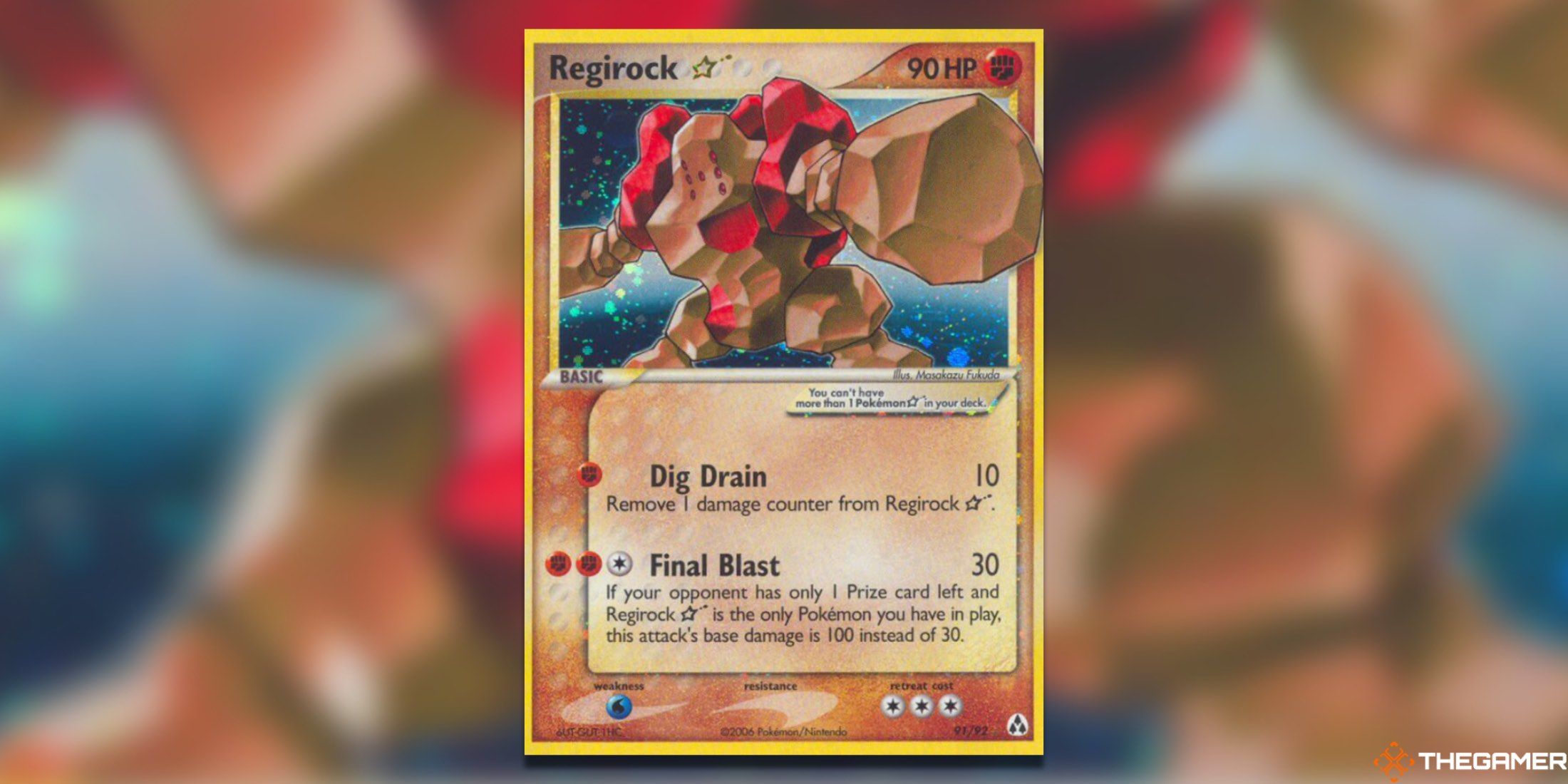 The Legend Maker Regirock Star from the Pokemon TCG.