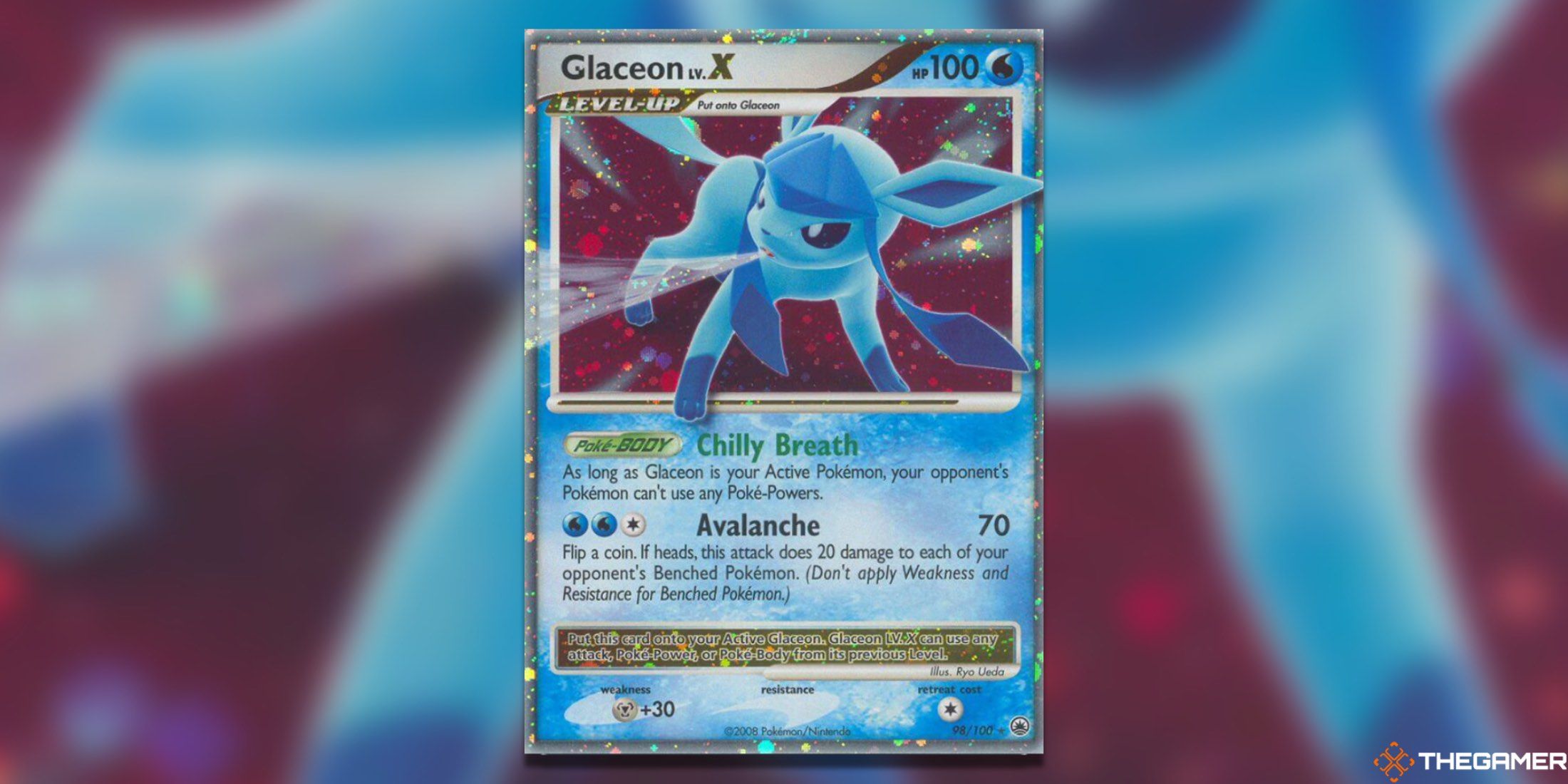 The LV. X Glaceon from the Pokemon TCG.