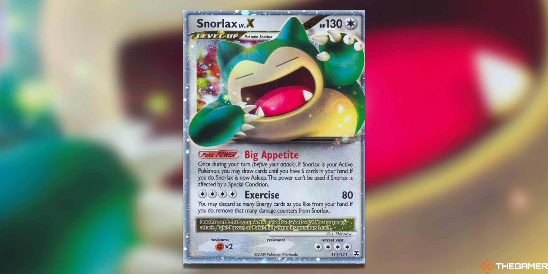 The LV. X Snorlax from the Pokemon TCG.