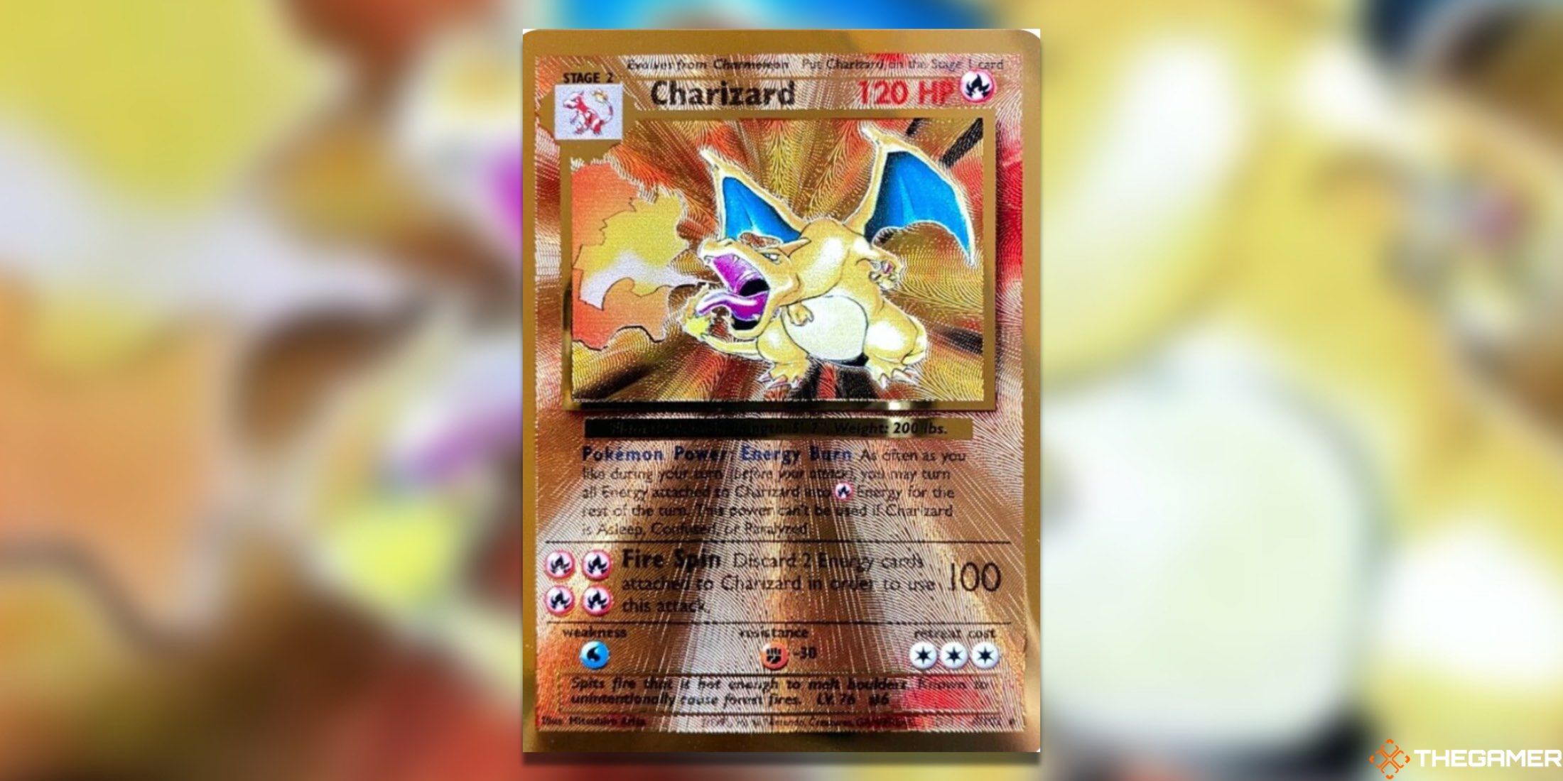 The Metal Celebrations Charizard from the Pokemon TCG.