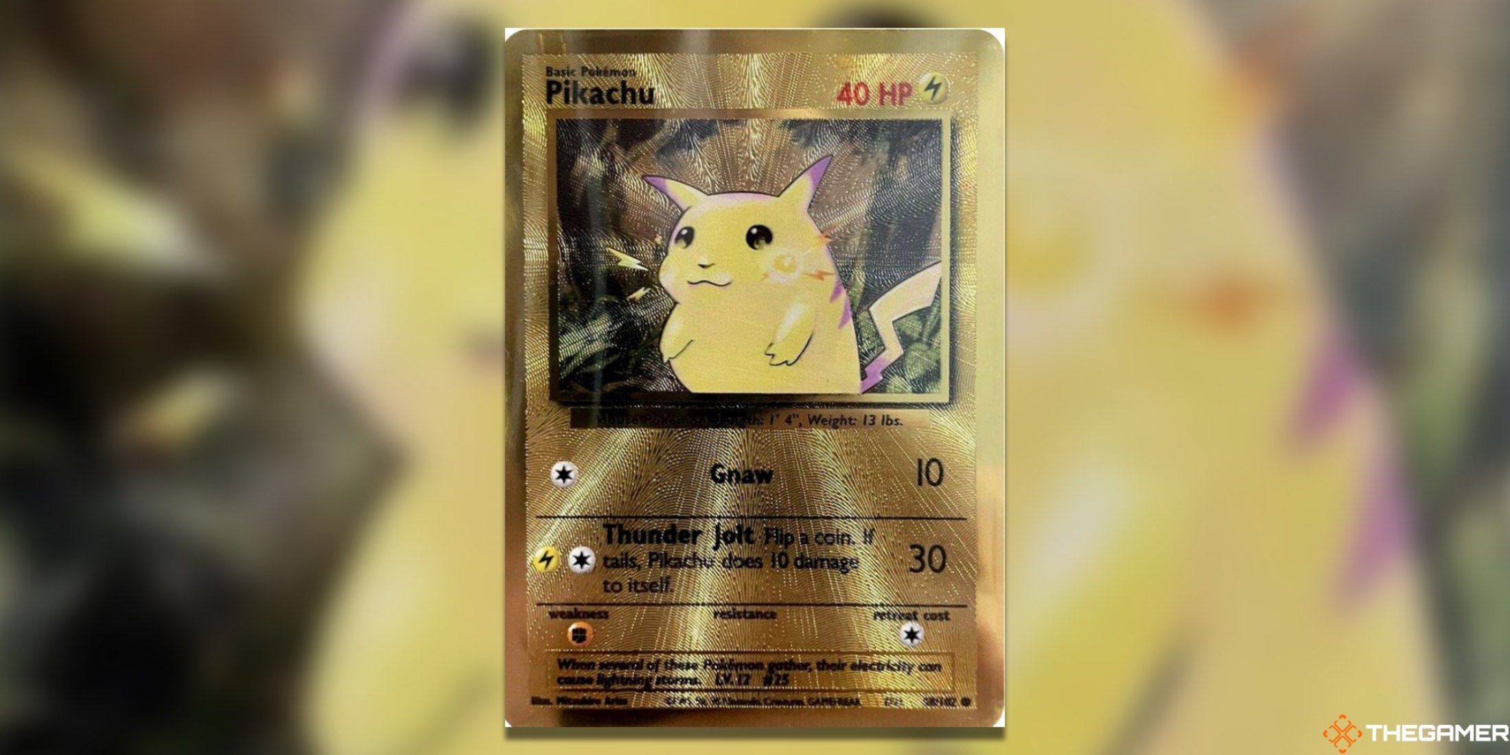 The Metal Celebrations Pikachu from the Pokemon TCG.