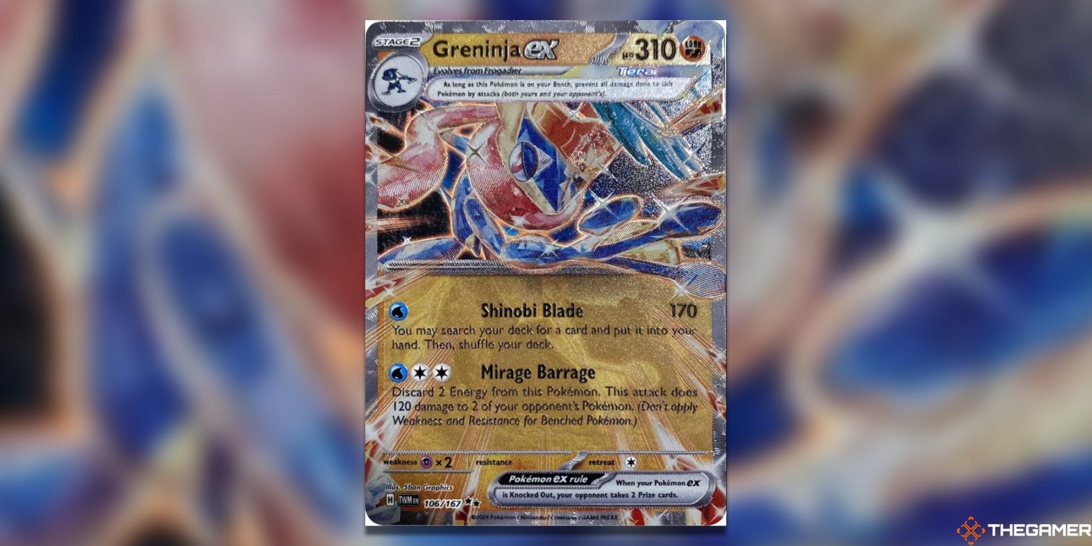 The Metal Gamestop Greninja from the Pokemon TCG.