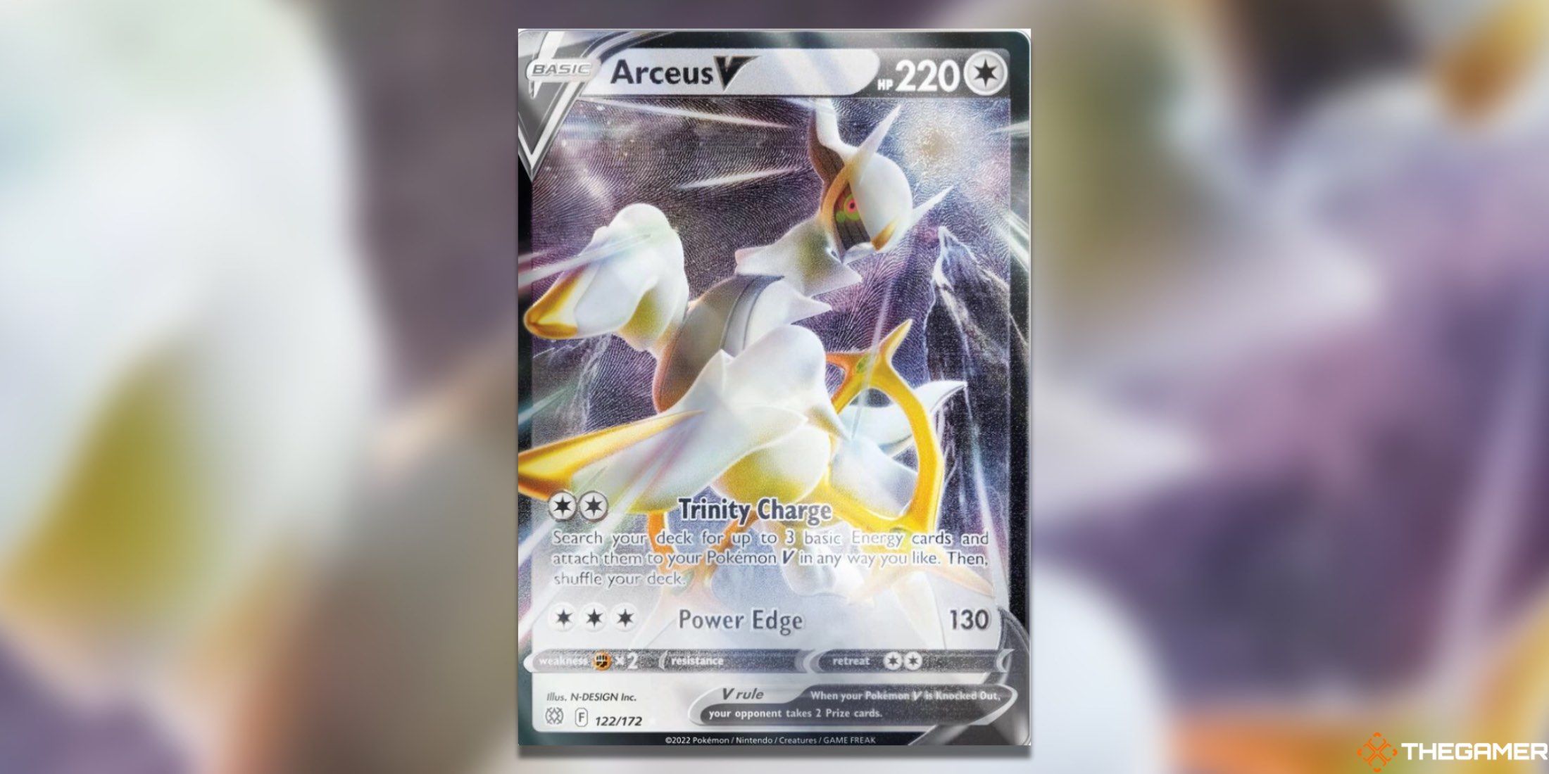 The Metal Cards Promo Arceus V from the Pokemon TCG.