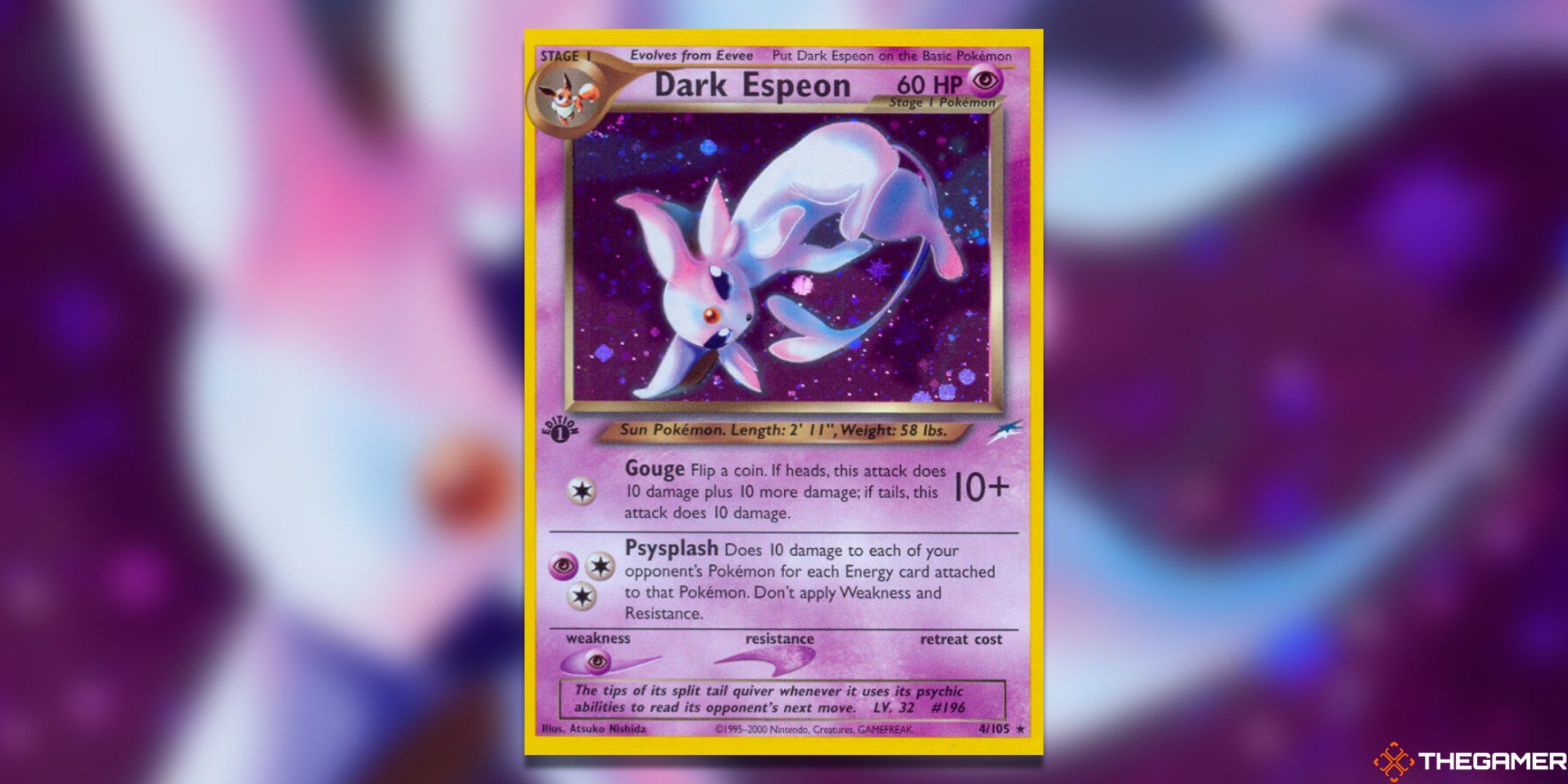 The Neo Destiny Dark Pokemon Dark Espeon from the Pokemon TCG.
