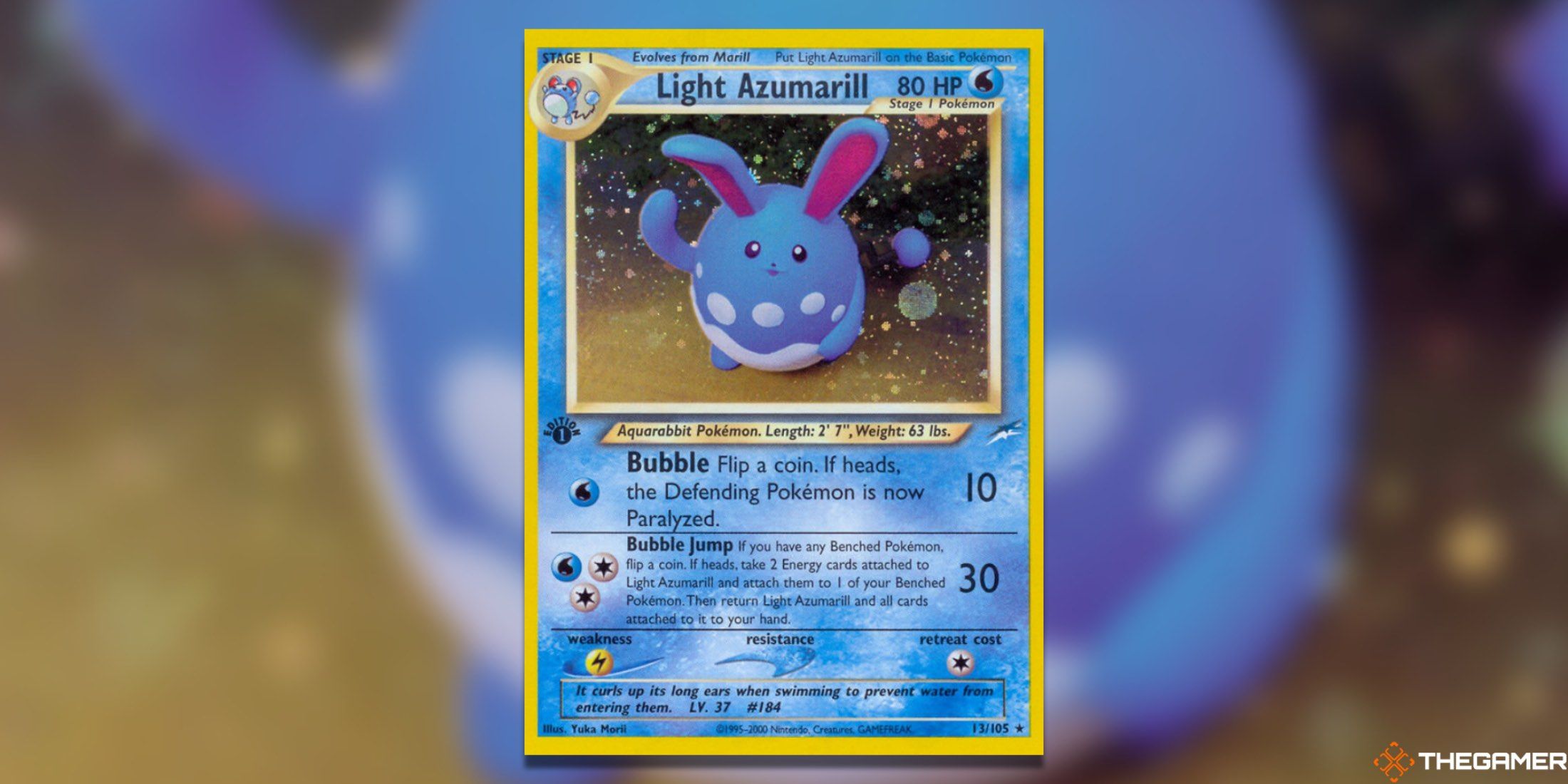 The Neo Destiny Light Azumarill from the Pokemon TCG.