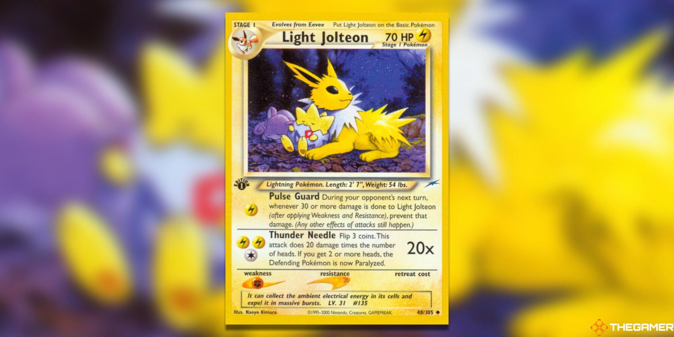 The Neo Destiny Light Jolteon from the Pokemon TCG.