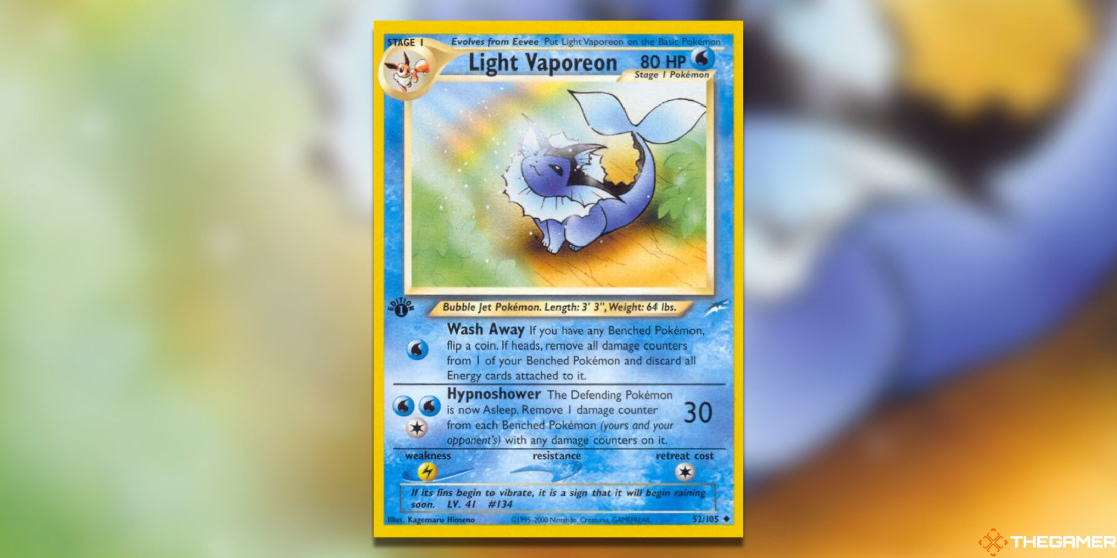 The Neo Destiny Light Vaporeon from the Pokemon TCG.