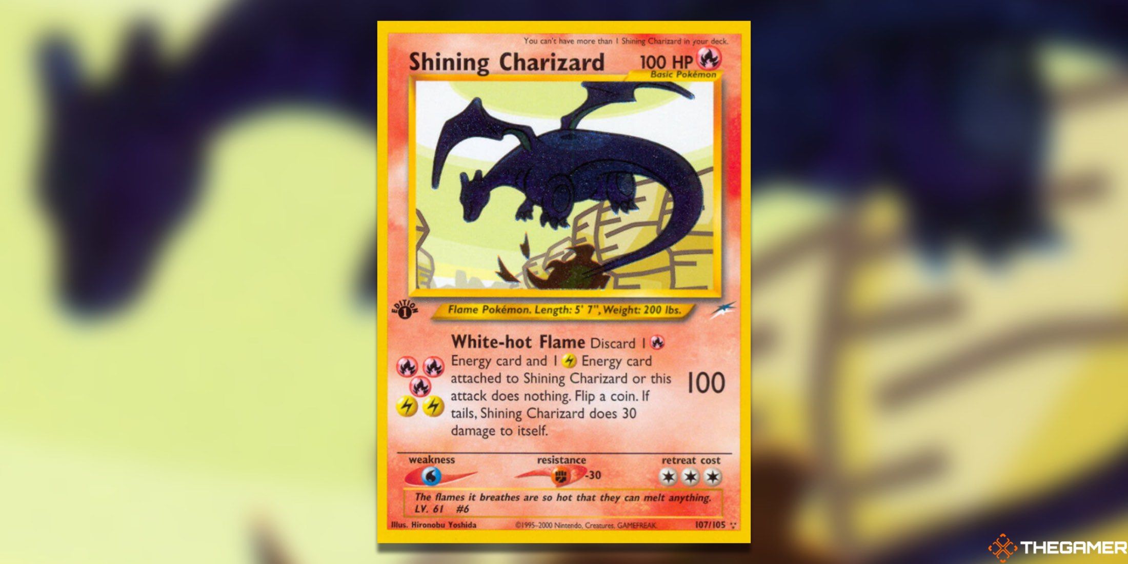 The Neo Destiny Shining Charizard from the Pokemon TCG.