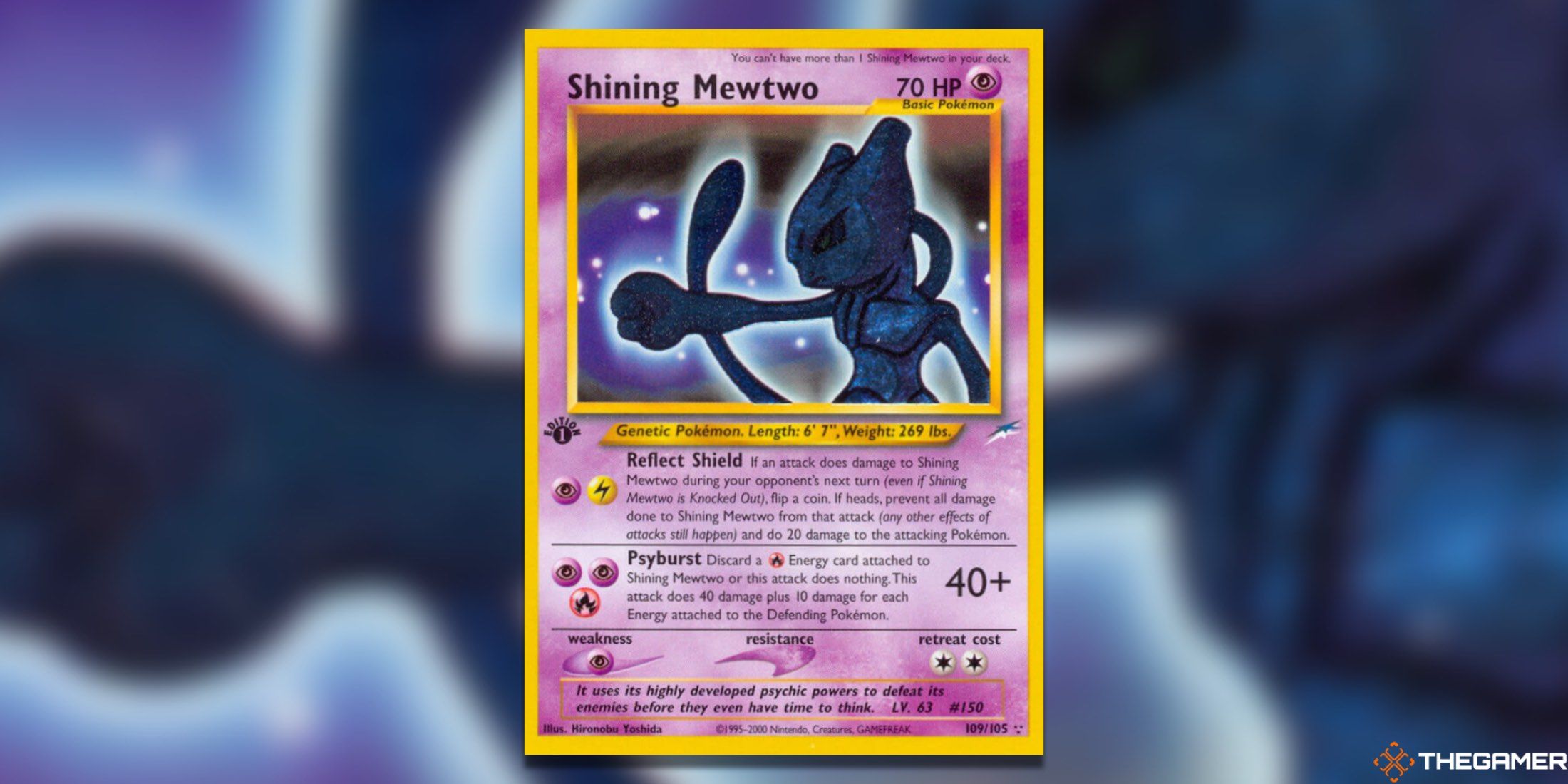 The Neo Destiny Shining Mewtwo from the Pokemon TCG.