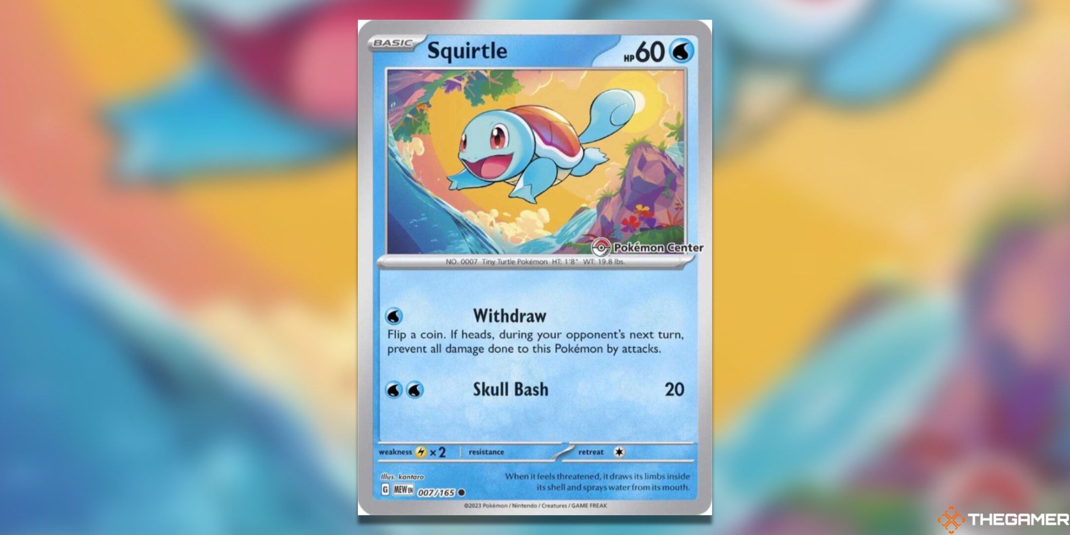 The Pokemon Center Exclusive Promo Squirtle from the Pokemon TCG.