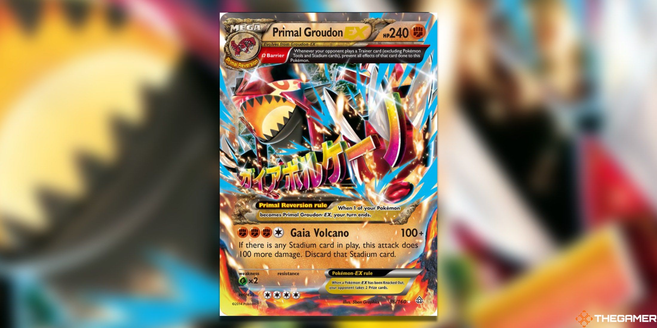 The Primal Clash Primal Groudon EX Omega from the Pokemon TCG.