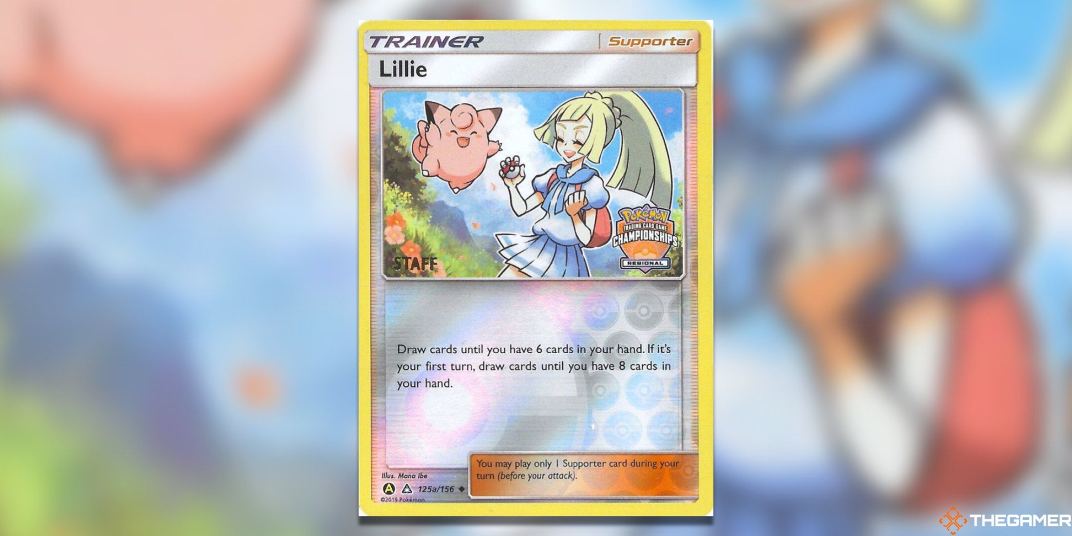 The Regional Championship Cards Lillie Staff promo from the Pokemon TCG.
