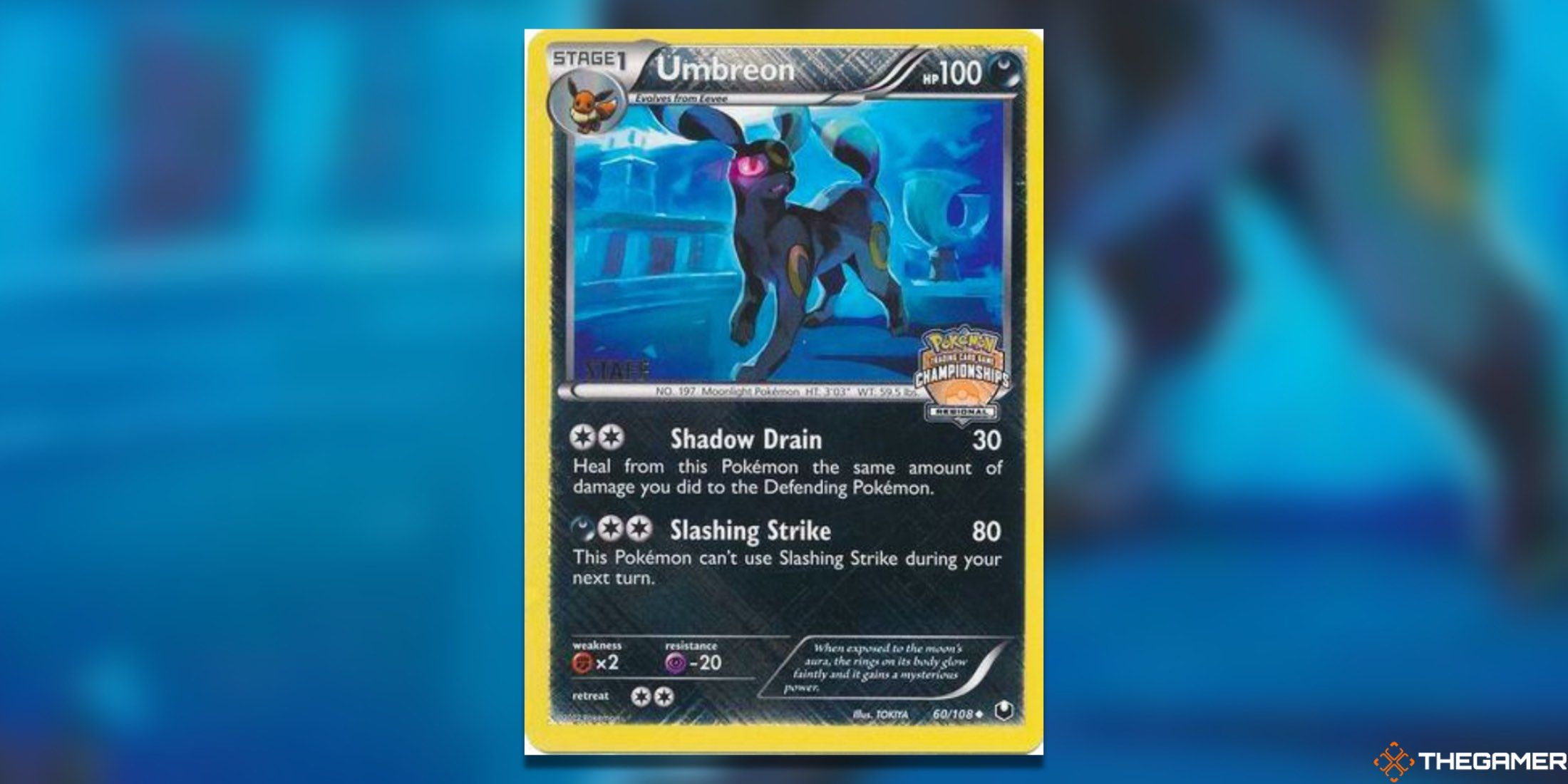 The Regional Championship Cards Umbreon Staff promo from the Pokemon TCG.