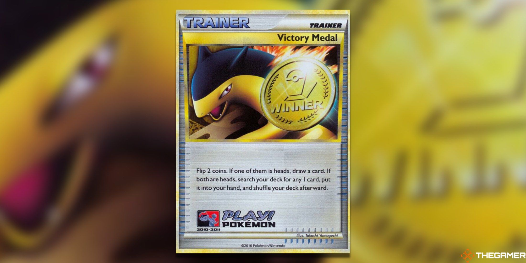 The League & Championships 2011 Victory Medal from the Pokemon TCG.