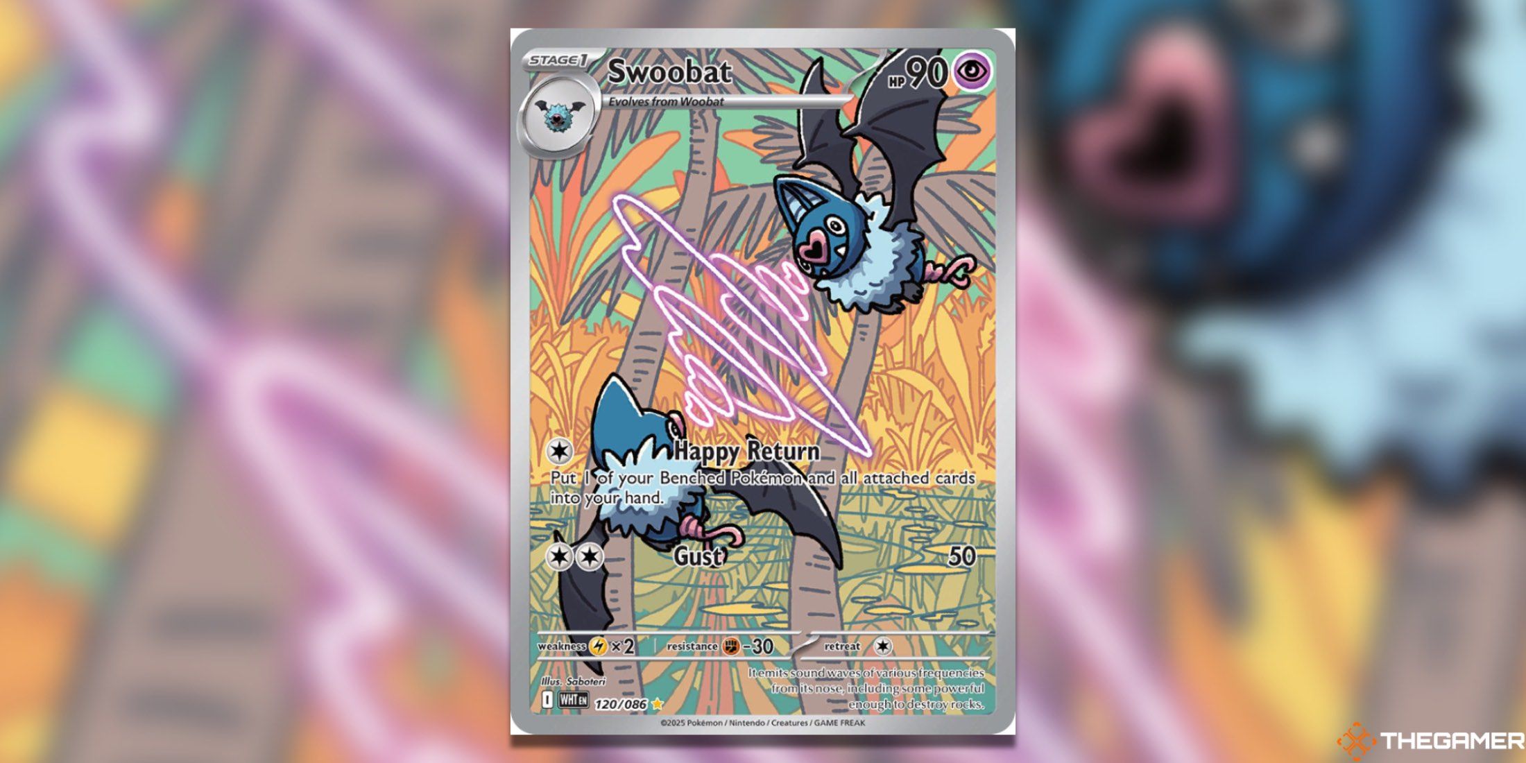 The Black Bolt & White Flare Illustration Rare Swoobat from the Pokemon TCG.