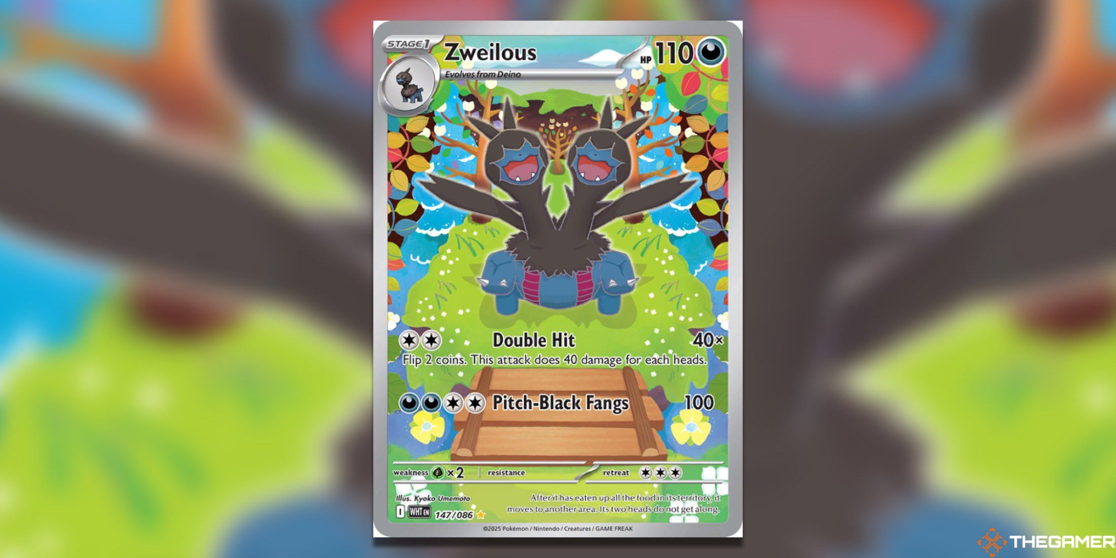 The Black Bolt & White Flare Illustration Rares Zweilous from the Pokemon TCG.