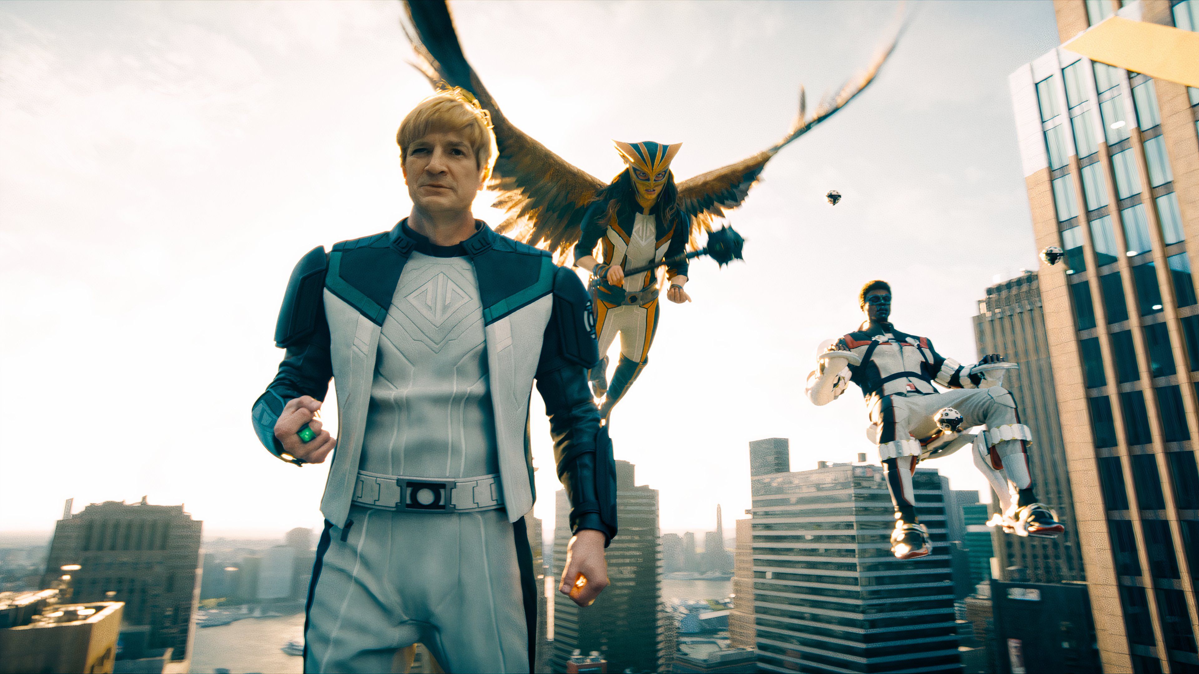Guy Gardner, Hawk Girl, and Mister Terrific in Superman.