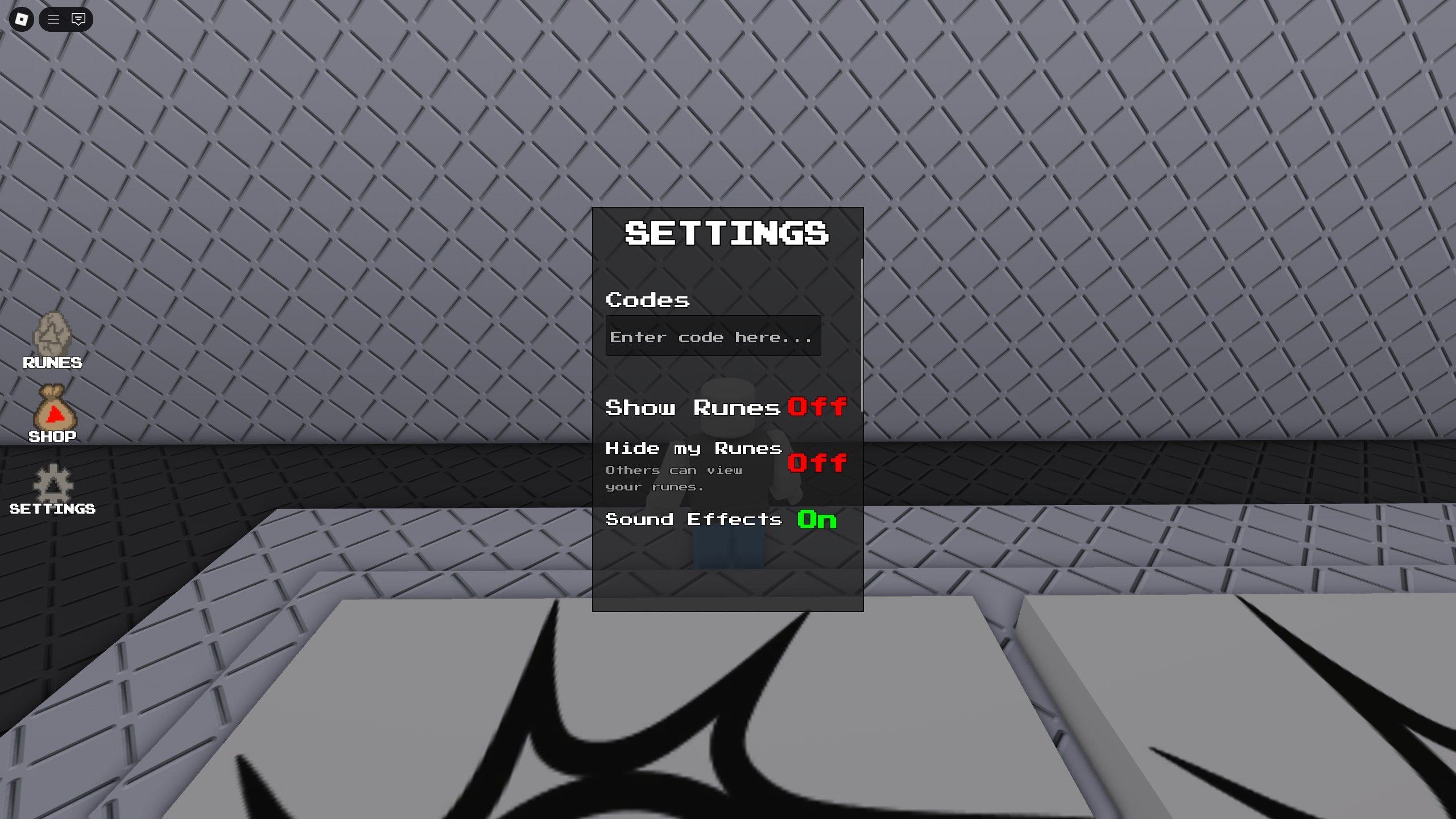 the settings menu in TRIANGULATE on Roblox