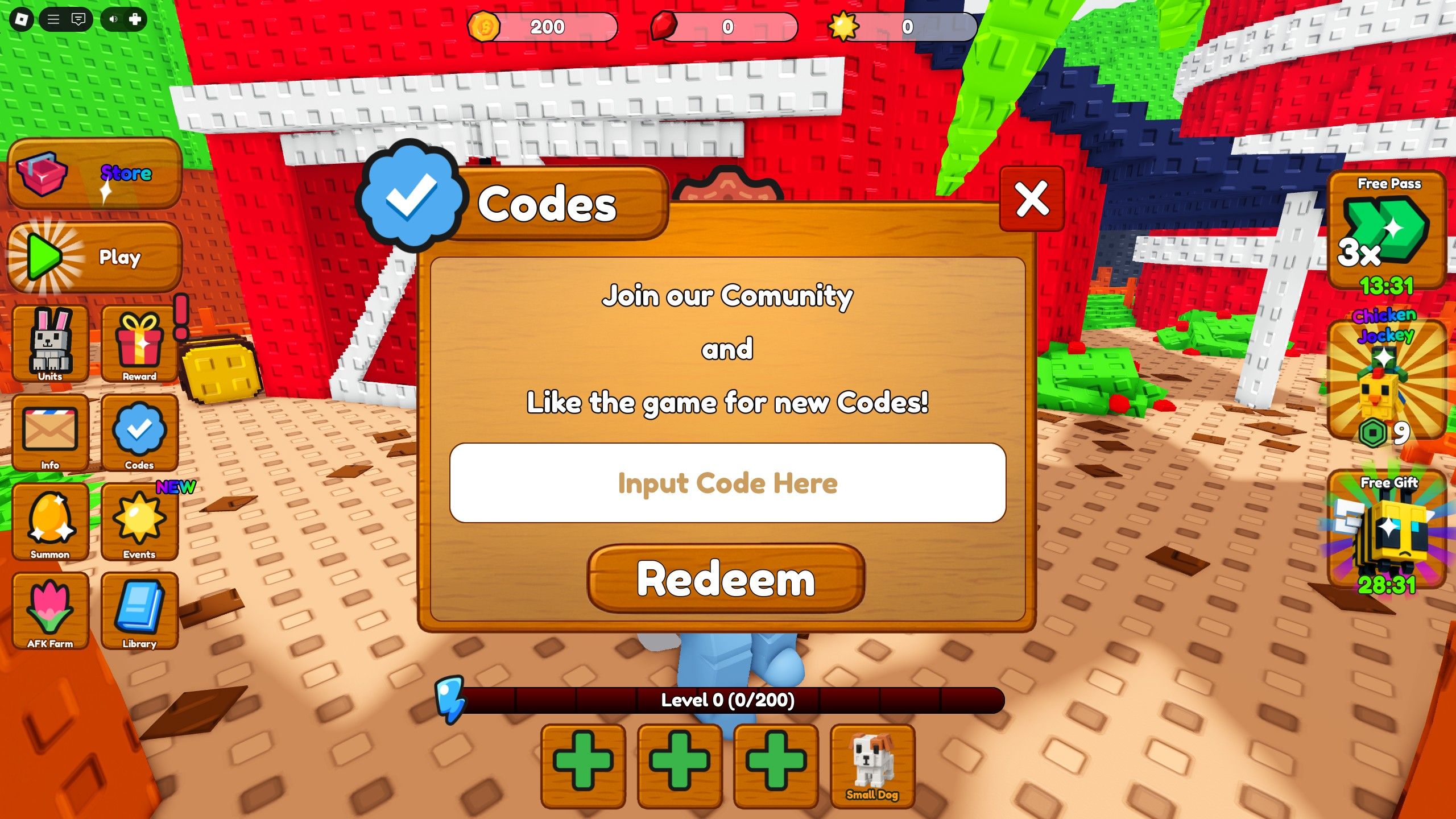 the codes box in Grow Garden Tower Defense on Roblox