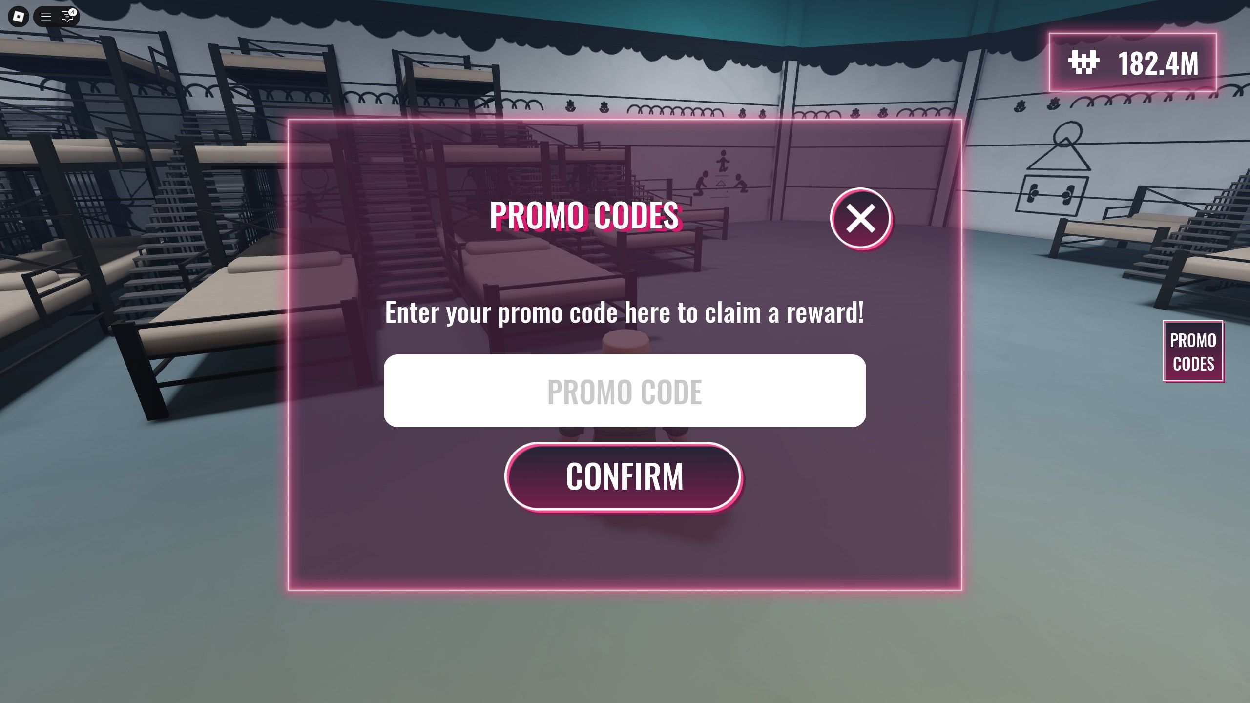 the codes box in Squid Game: The Final Games on Roblox