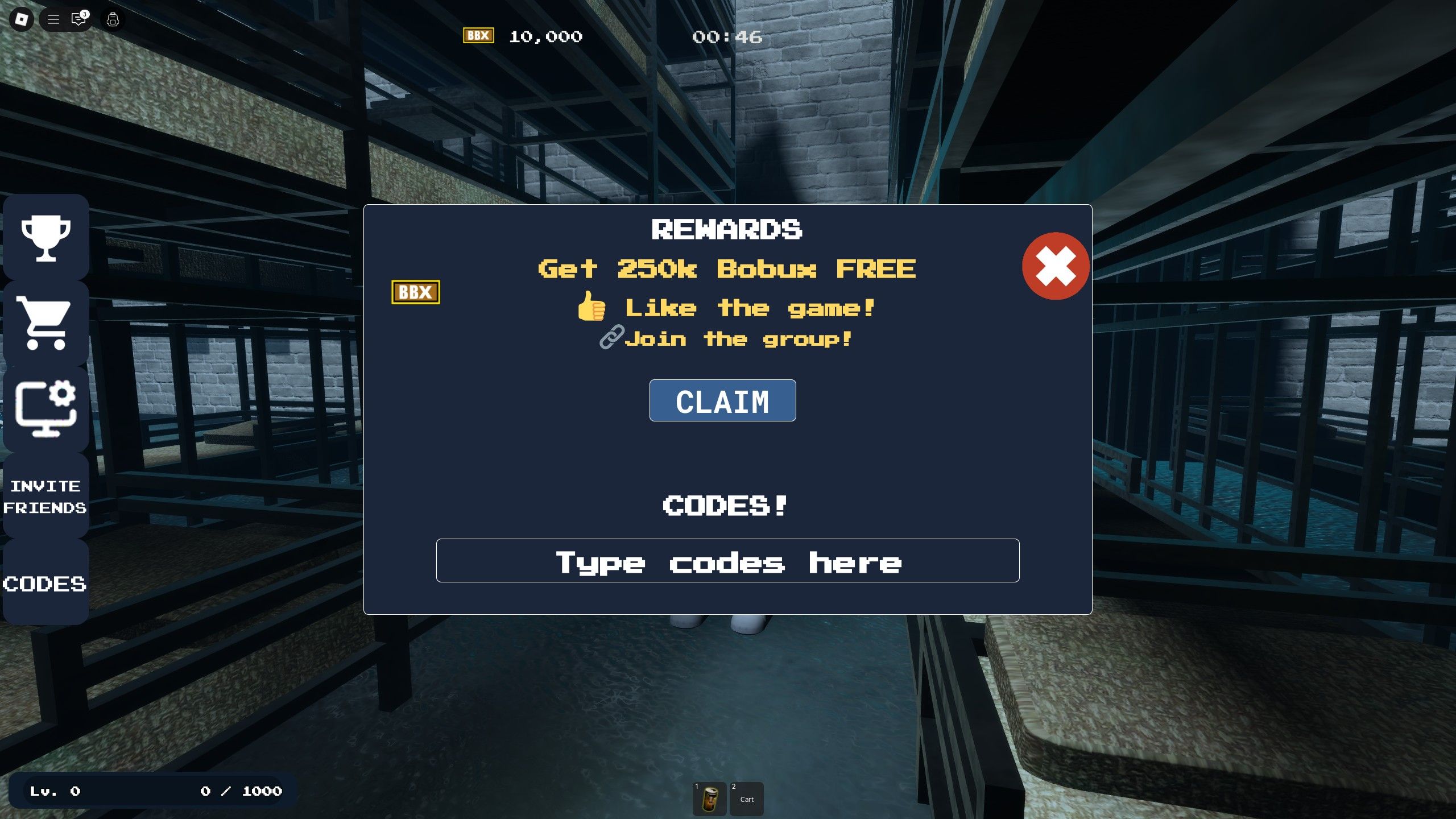 the codes box in SQUID DING on Roblox