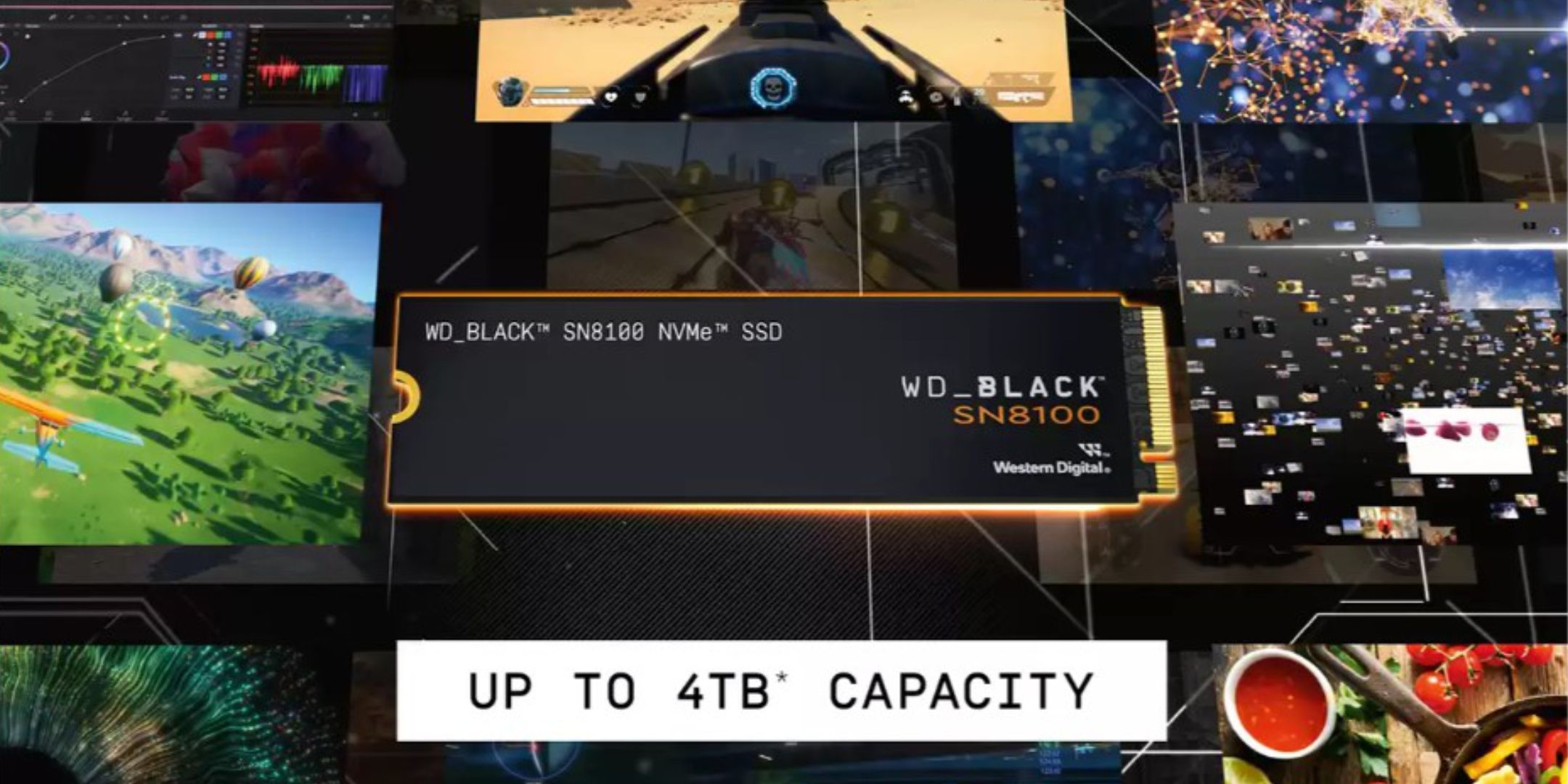 San disk WD Black SN8100 against game background.