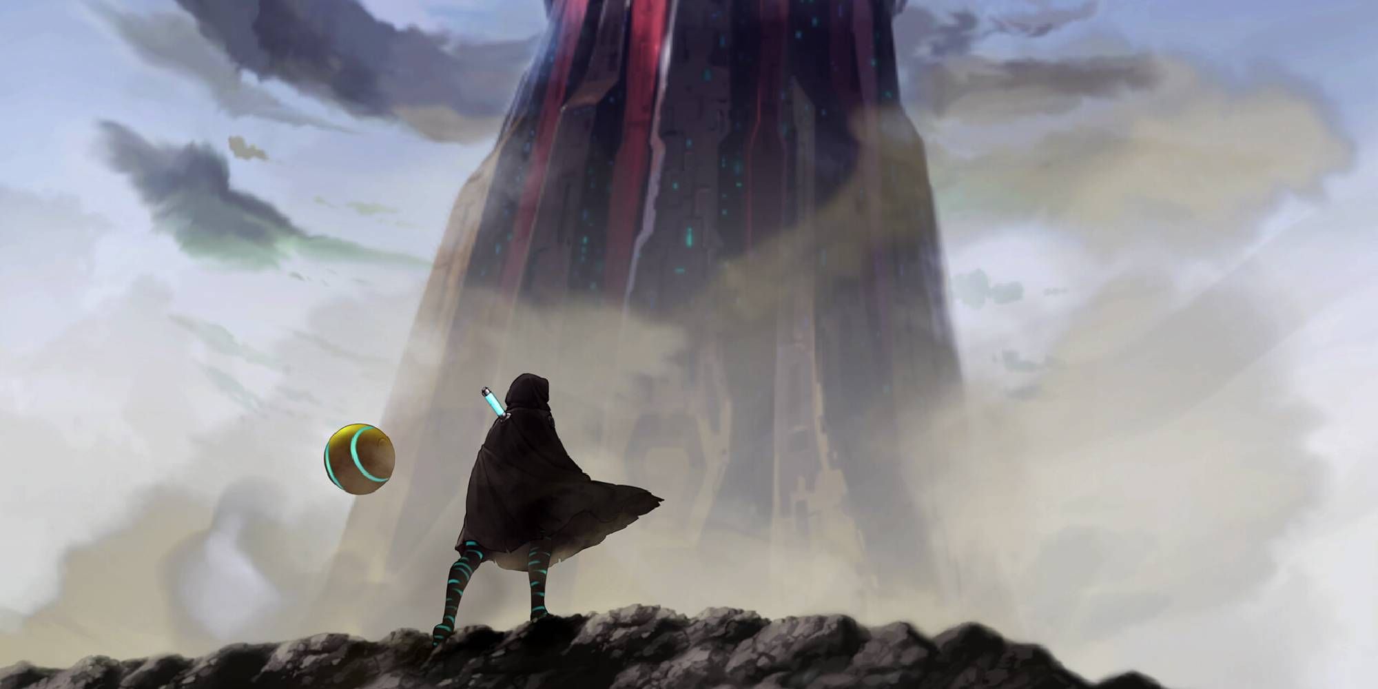 Shadow Laybrinth Swordsman Staring At Black Tower
