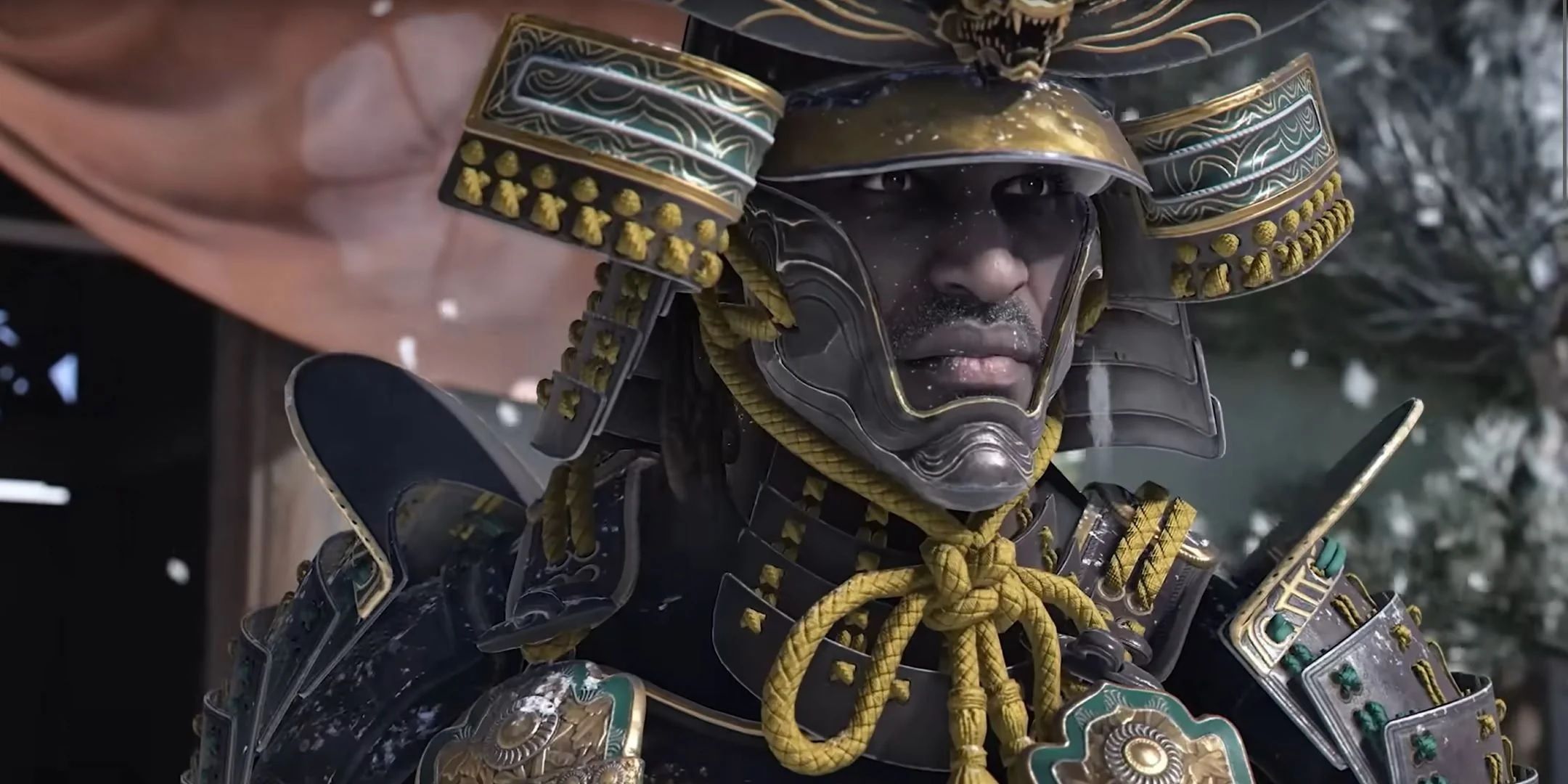 Yasuke armored up, out in the snow
