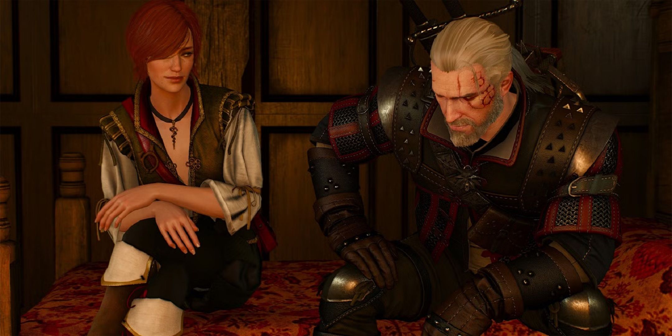 Geralt and Shani in The Witcher 3's DLC.