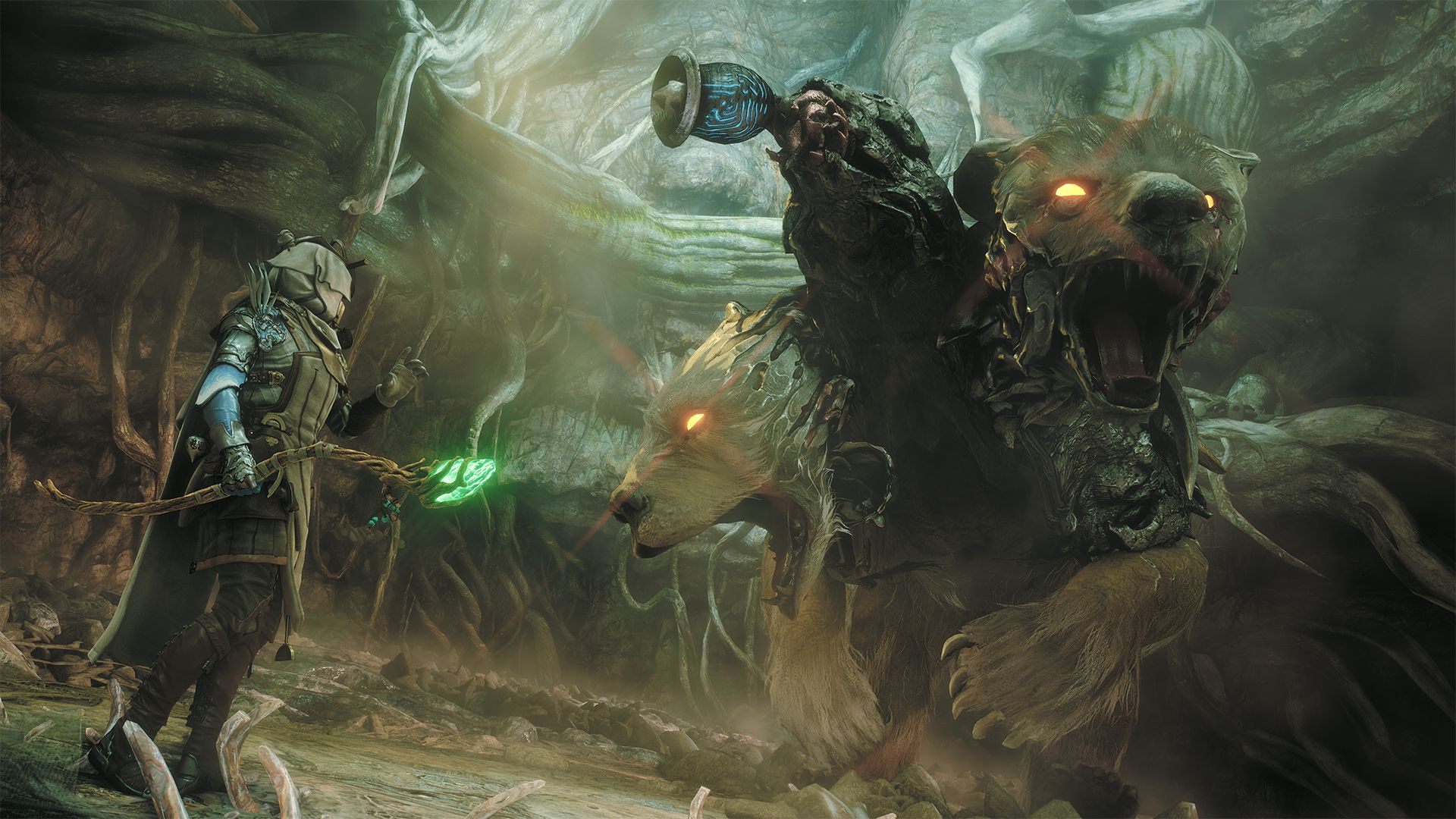 The Envoy Fighting Bromius in Soulframe.