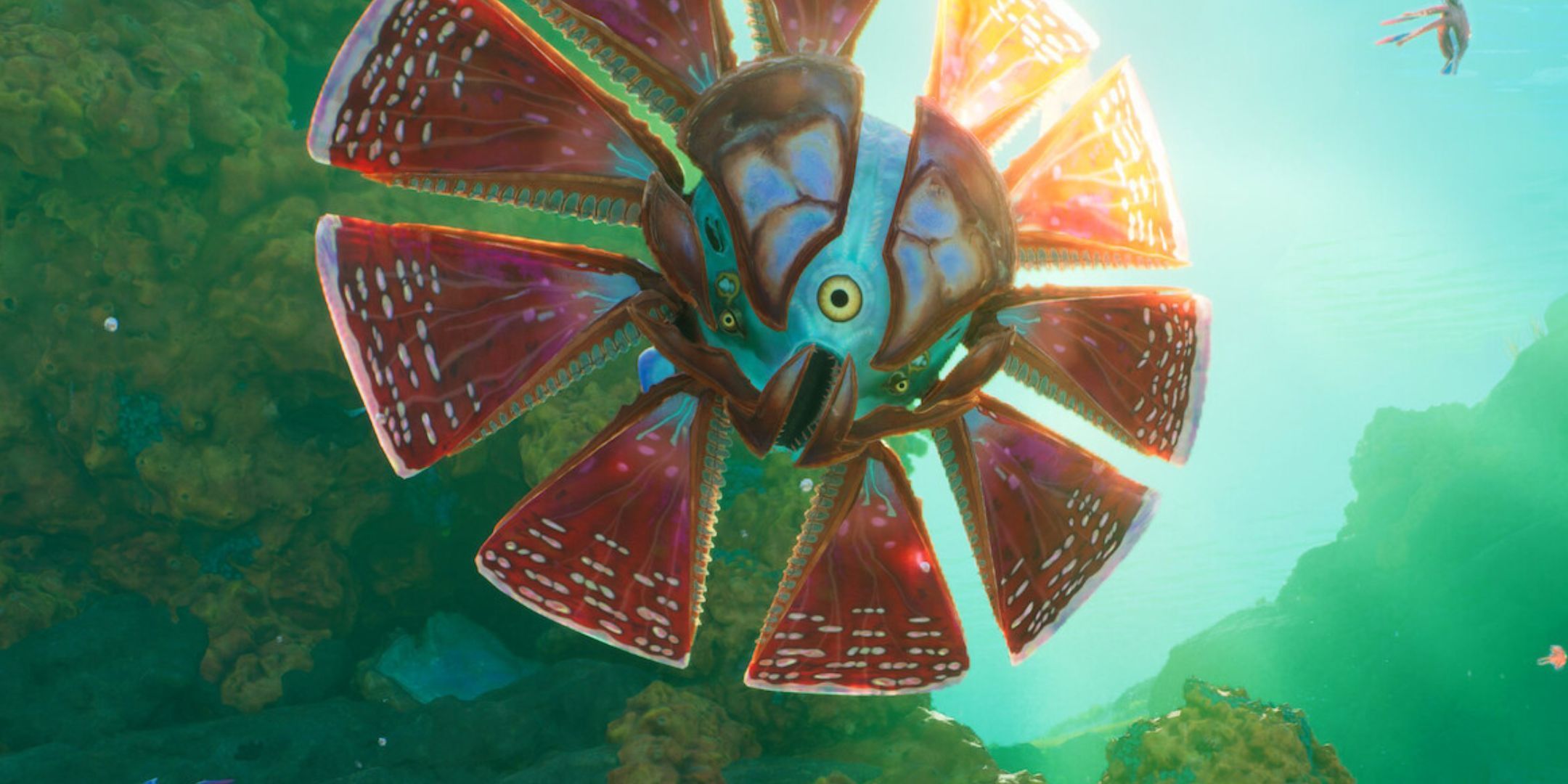 A one-eyed creature from Subnautica 2 staring at the player.