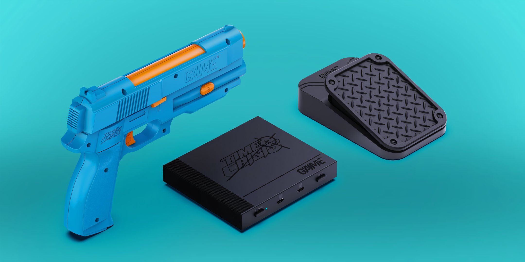 The G'aim'e Plug & Play Time Crisis Gun with pedal. 