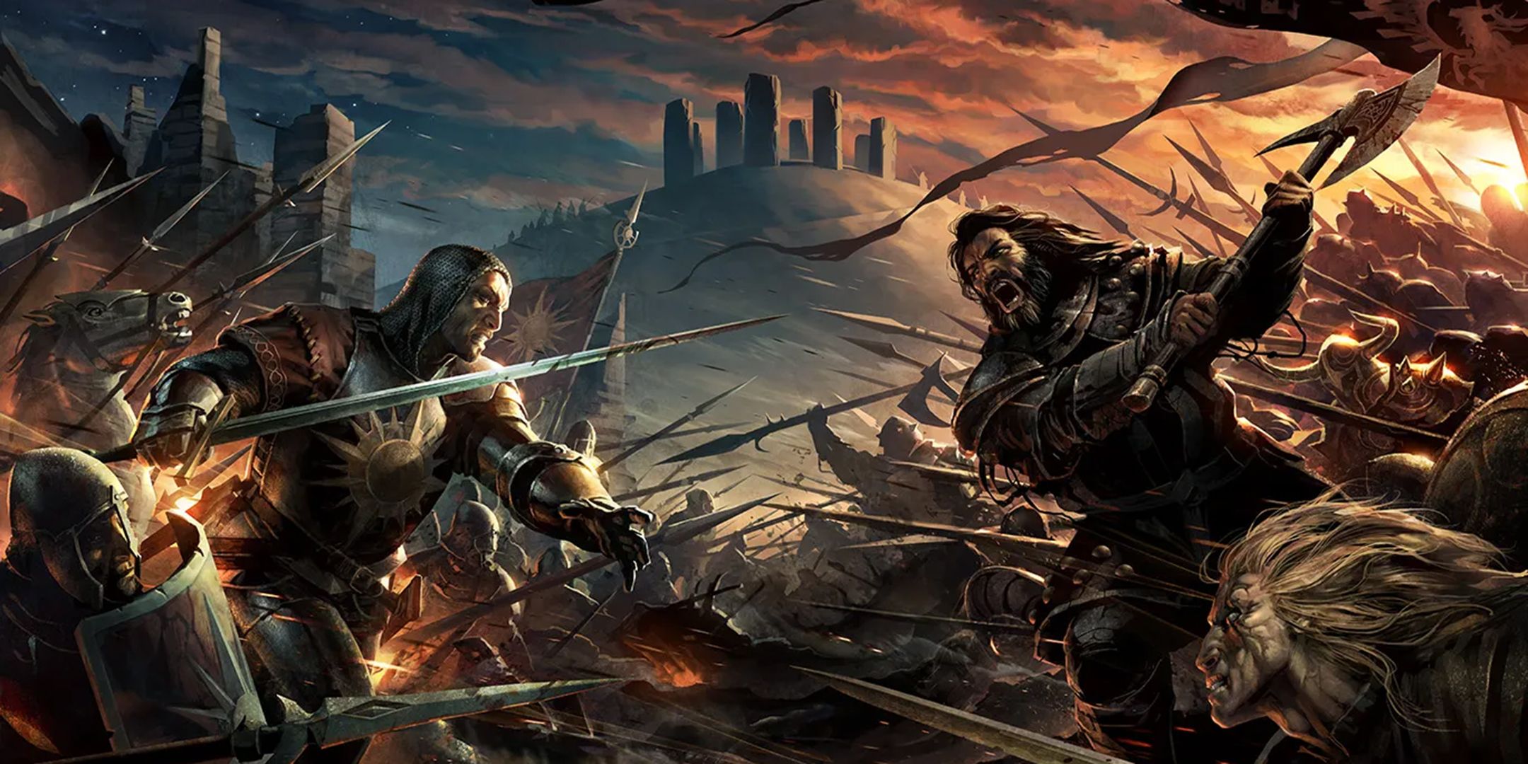 Official art of a battle in The Heroes.