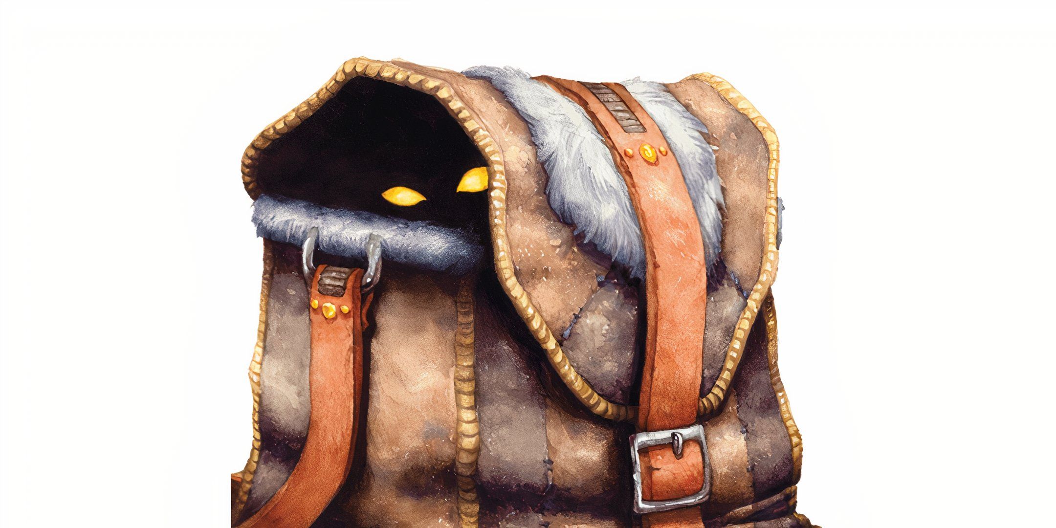 A magic bag in DND with yellow eyes poking out of it.