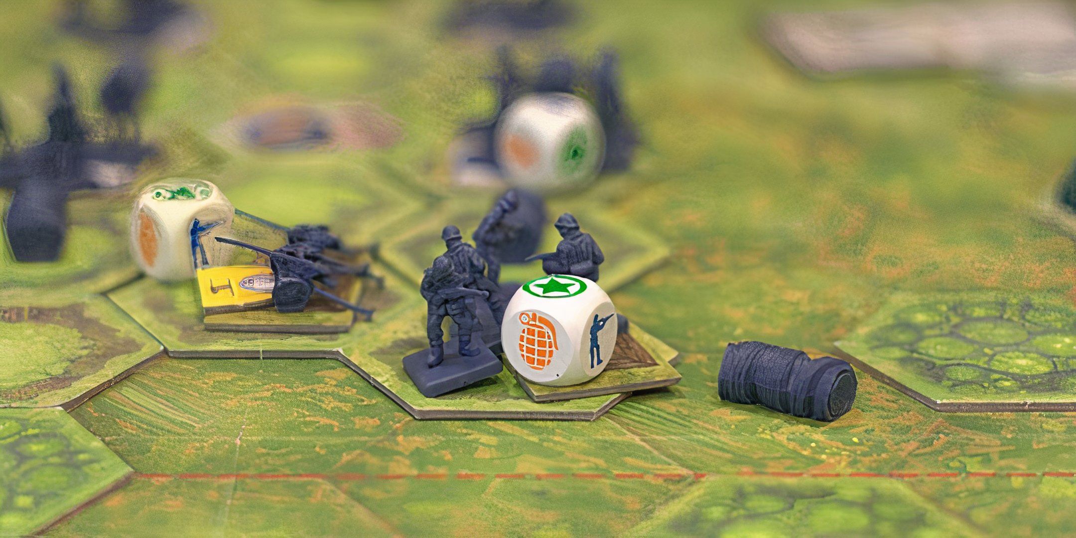 A closeup of pieces from Memoir '44.