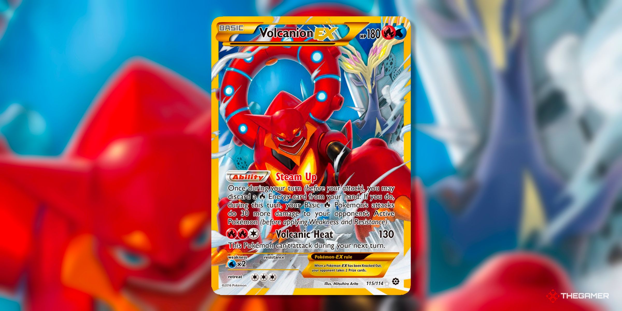 Volcanion EX (Secret Rare, 115) from the XY era set Steam Siege from the Pokemon TCG.
