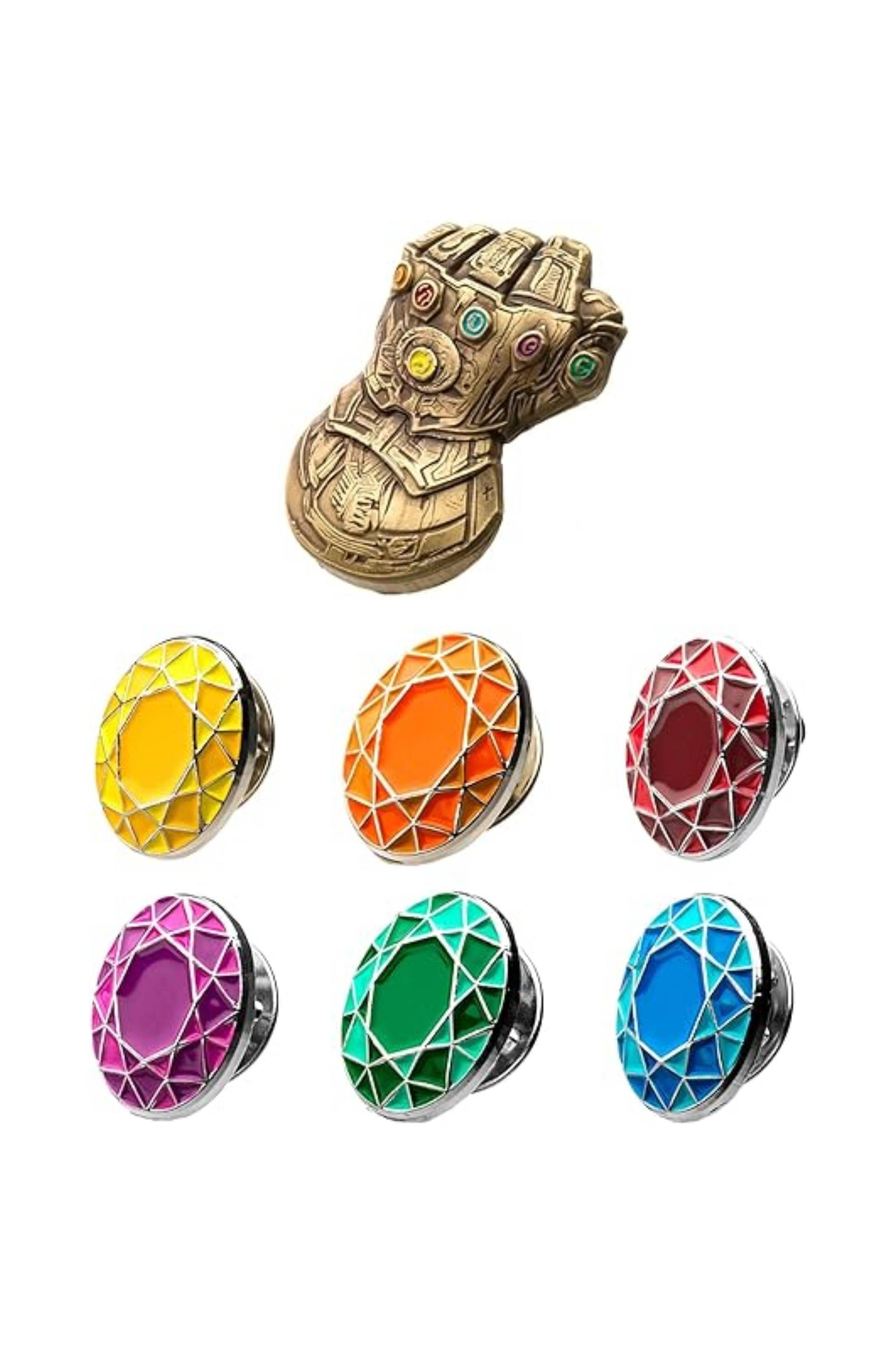 Marvel Comics Infinity Gauntlet and 6 Infinity Stones Enamel Lapel Pin Set