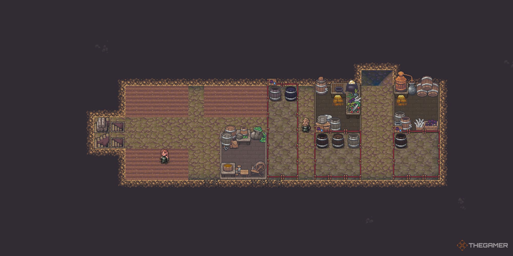 Dawrf Fortress A farm next to a kitchen and a still