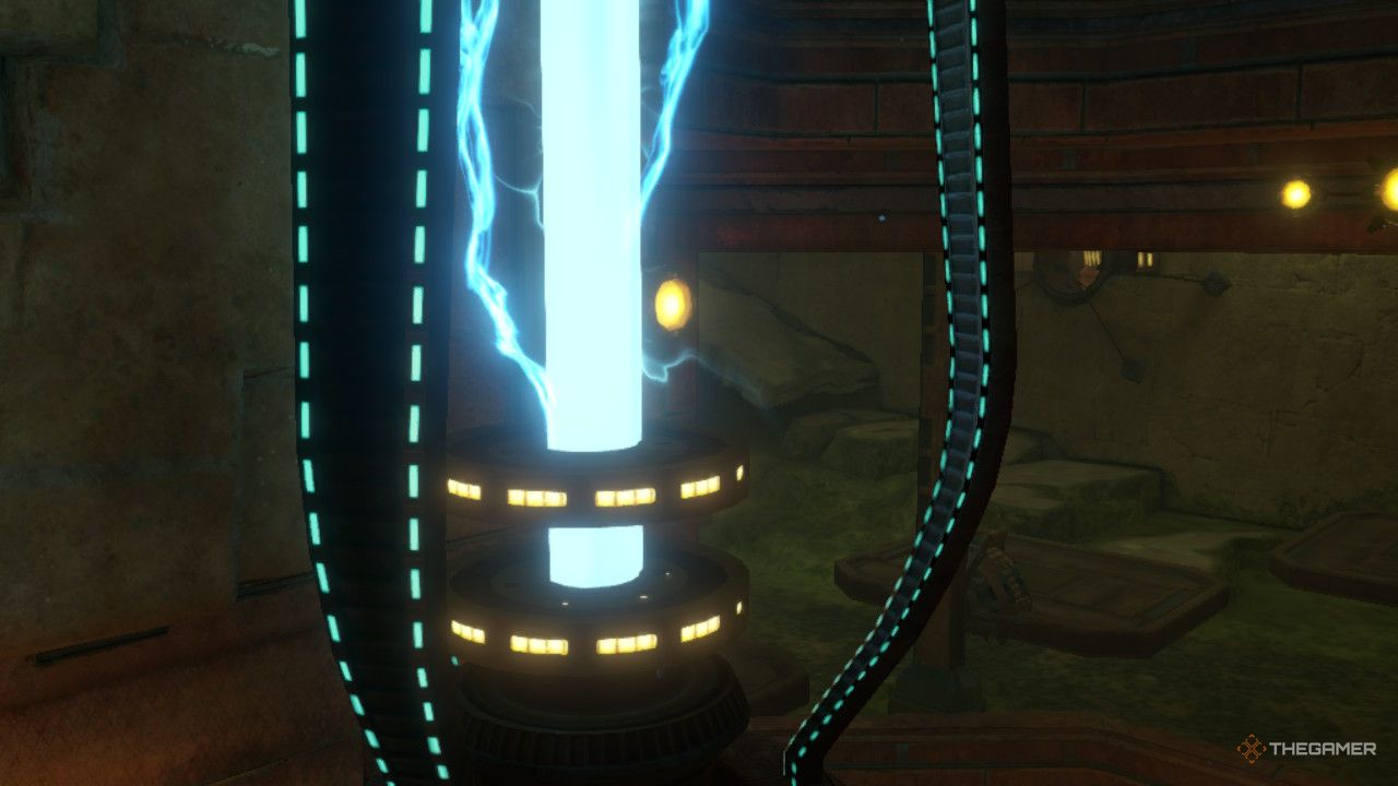 A terminal is powered on in a cutscene.