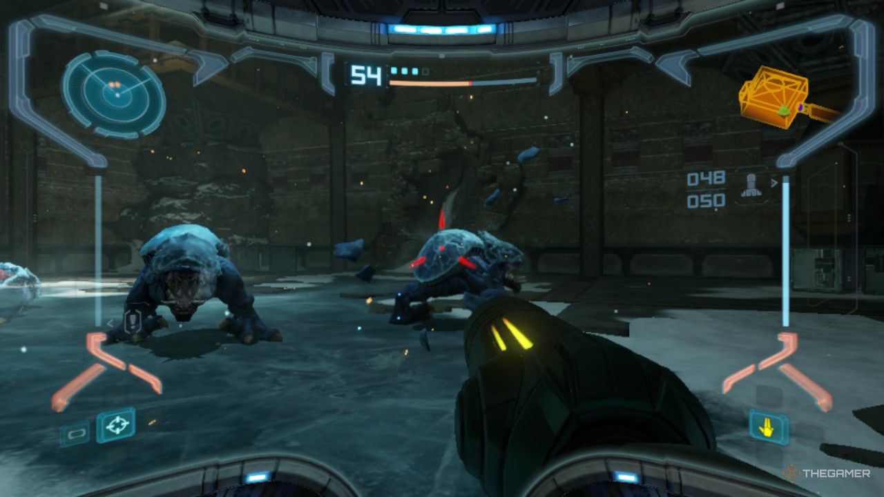 Samus fights baby sheegoths.