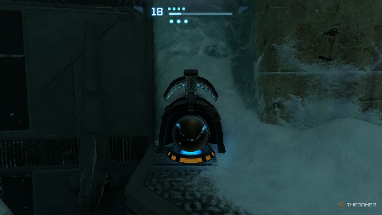 Samus closing a spinner so some spouts can open.